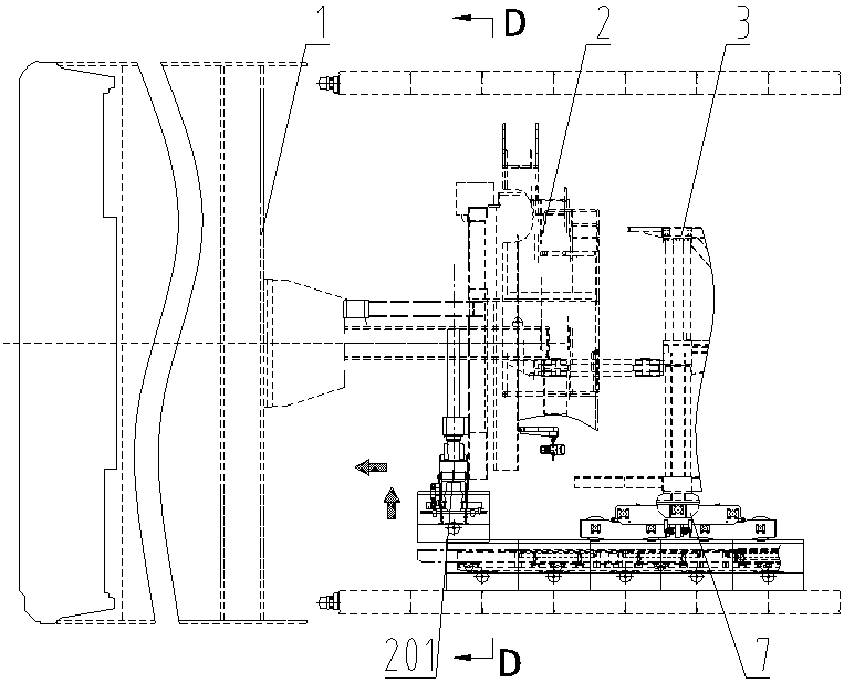 Tunnel trolley walking tool and construction method