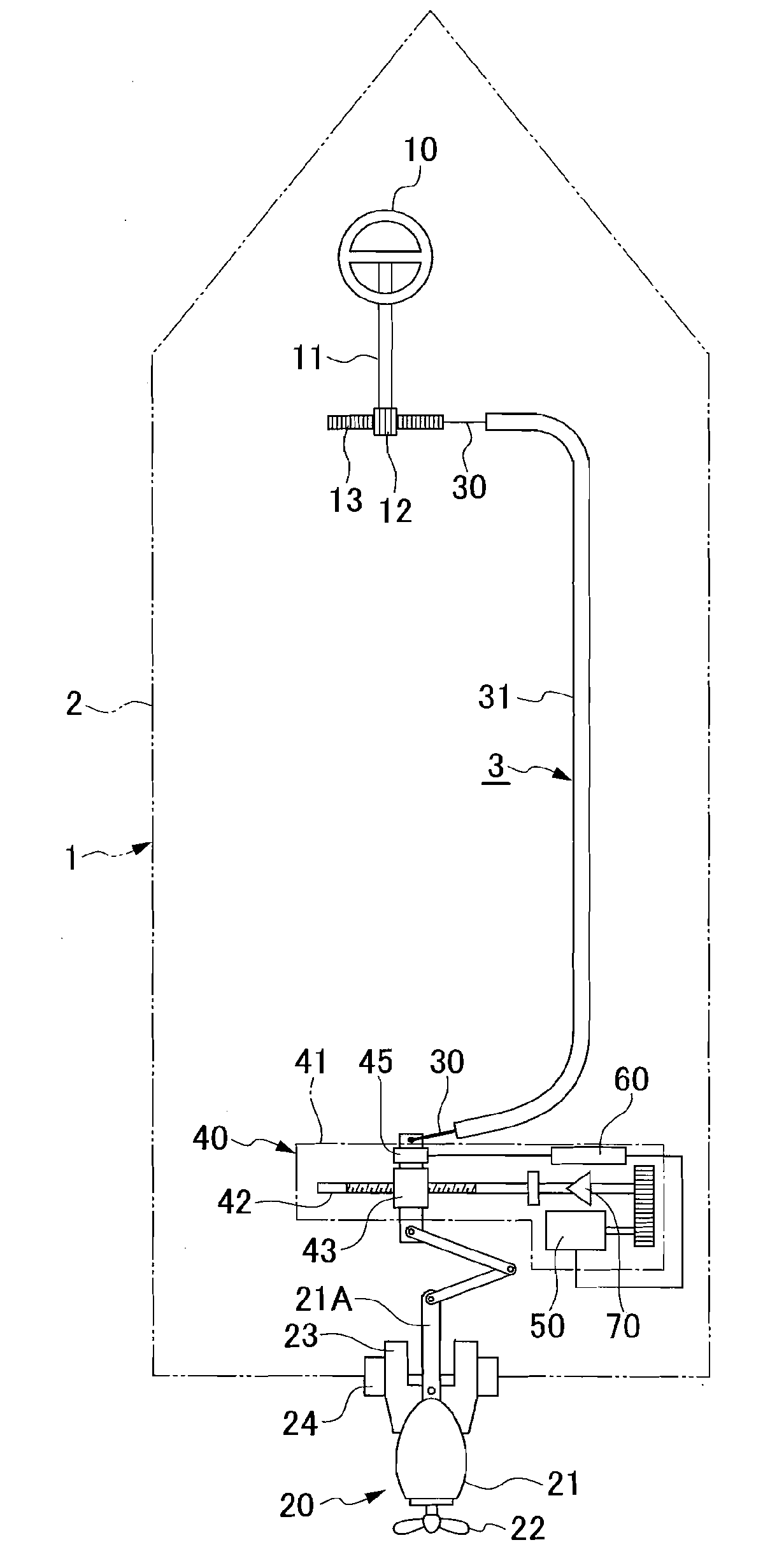 Power steering apparatus of watercraft with propeller