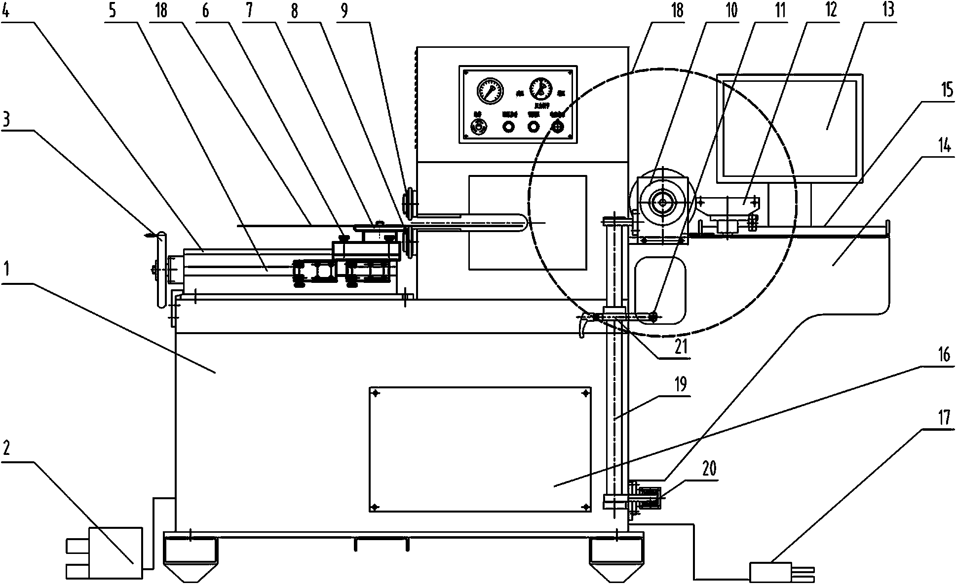 Circular cutting saw stress end jumping detecting correcting machine