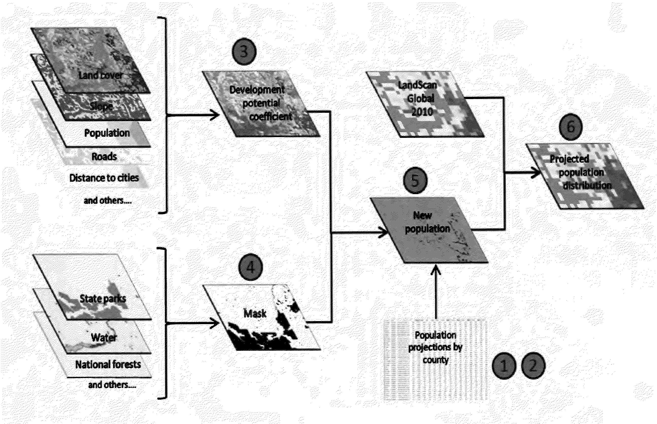 Locally adaptive spatially explicit population projection system