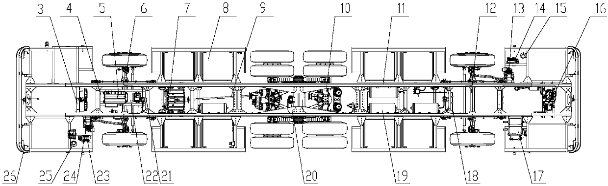 Chassis of automatic container guiding vehicle