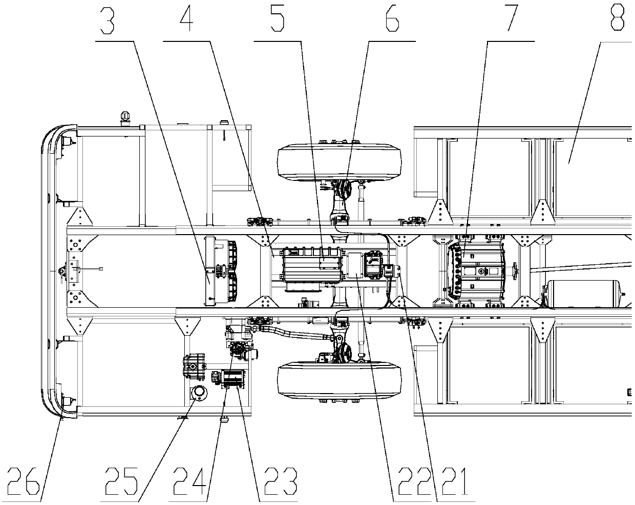 Chassis of automatic container guiding vehicle