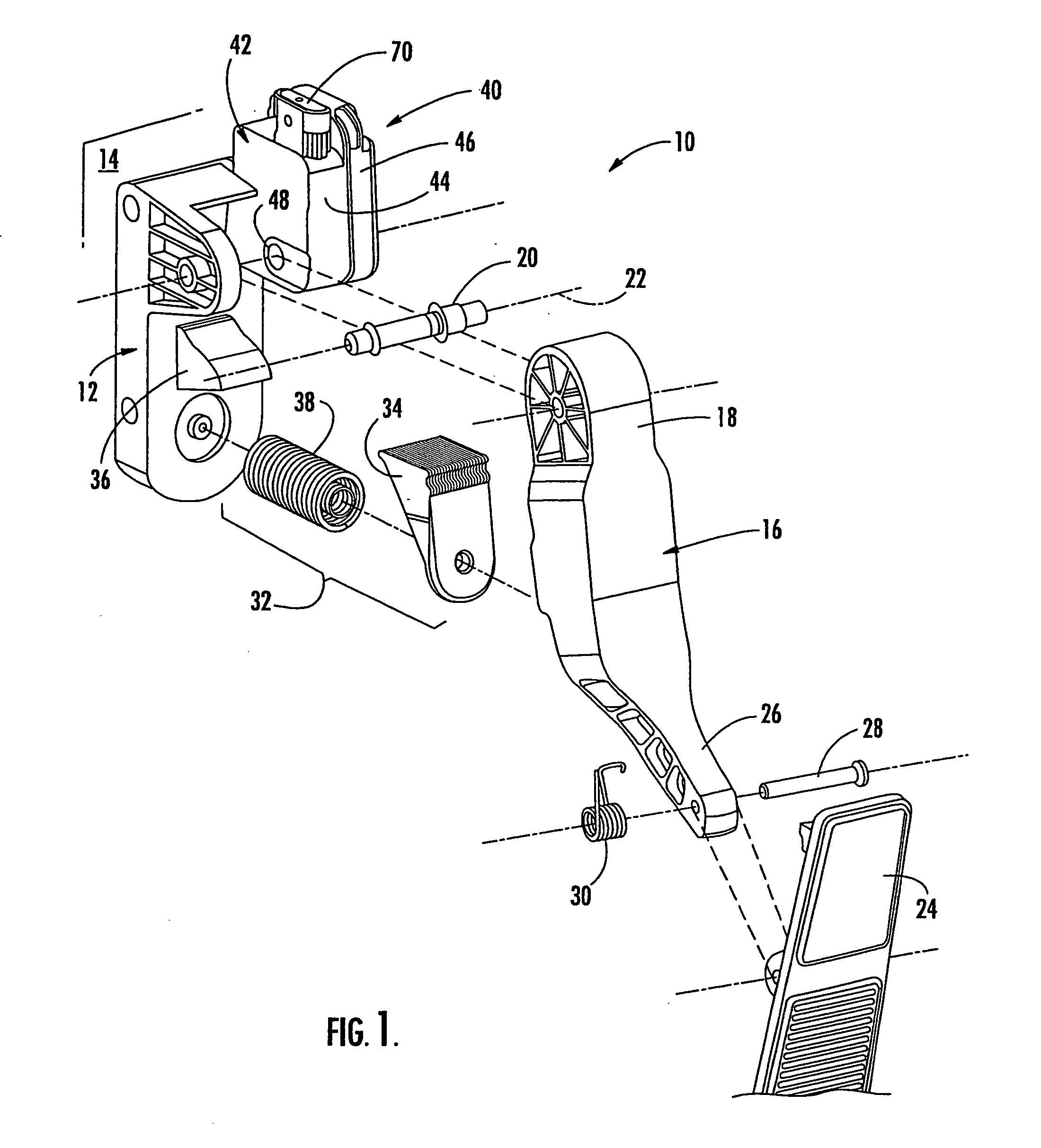 Electronic control pedal position sensing device assembly method