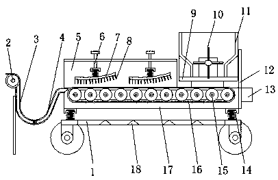 Mud removing and packaging device for harvesting dioscorea opposita Thunb