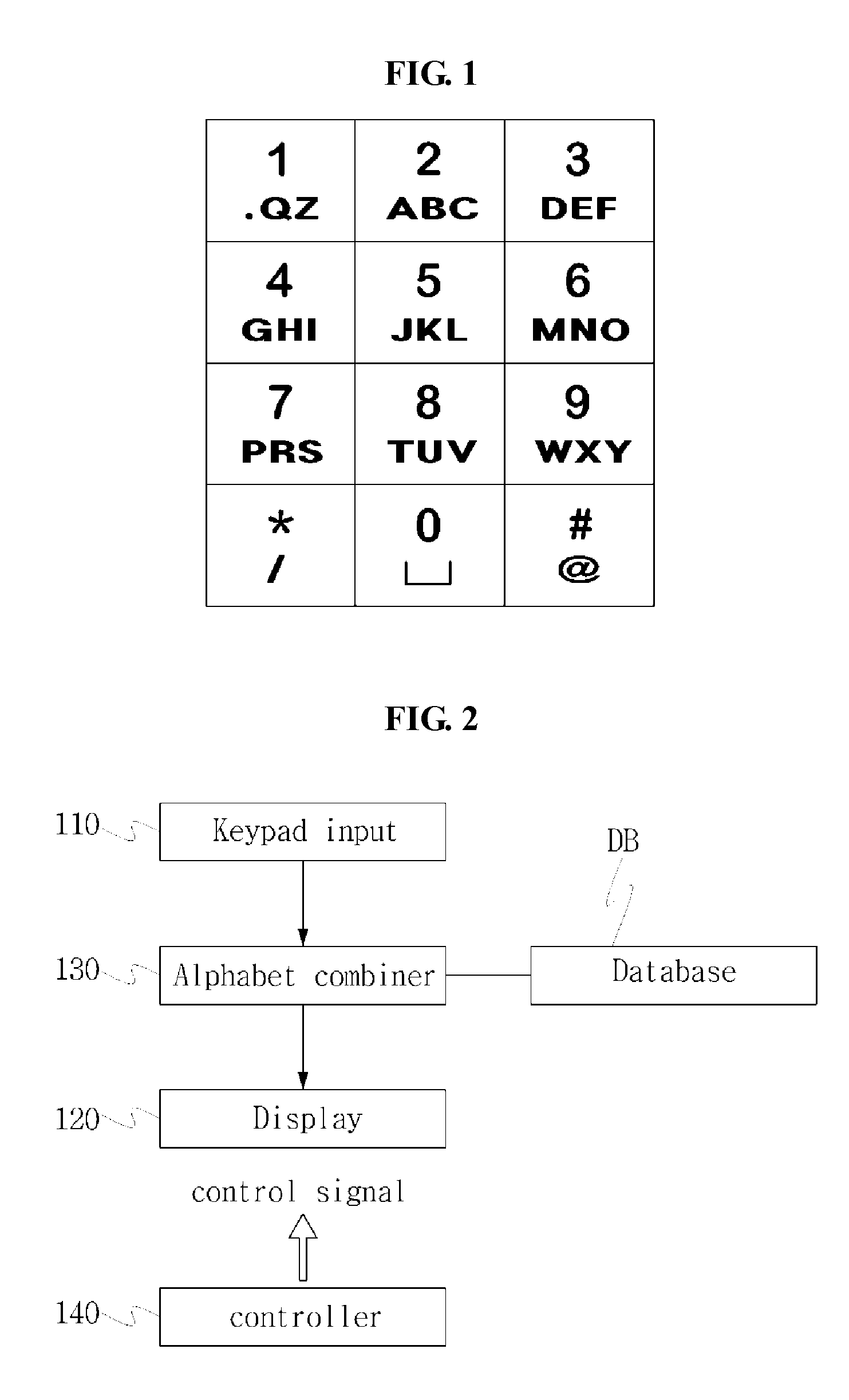 Device for inputting english characters for a mobile communication terminal, and method for same