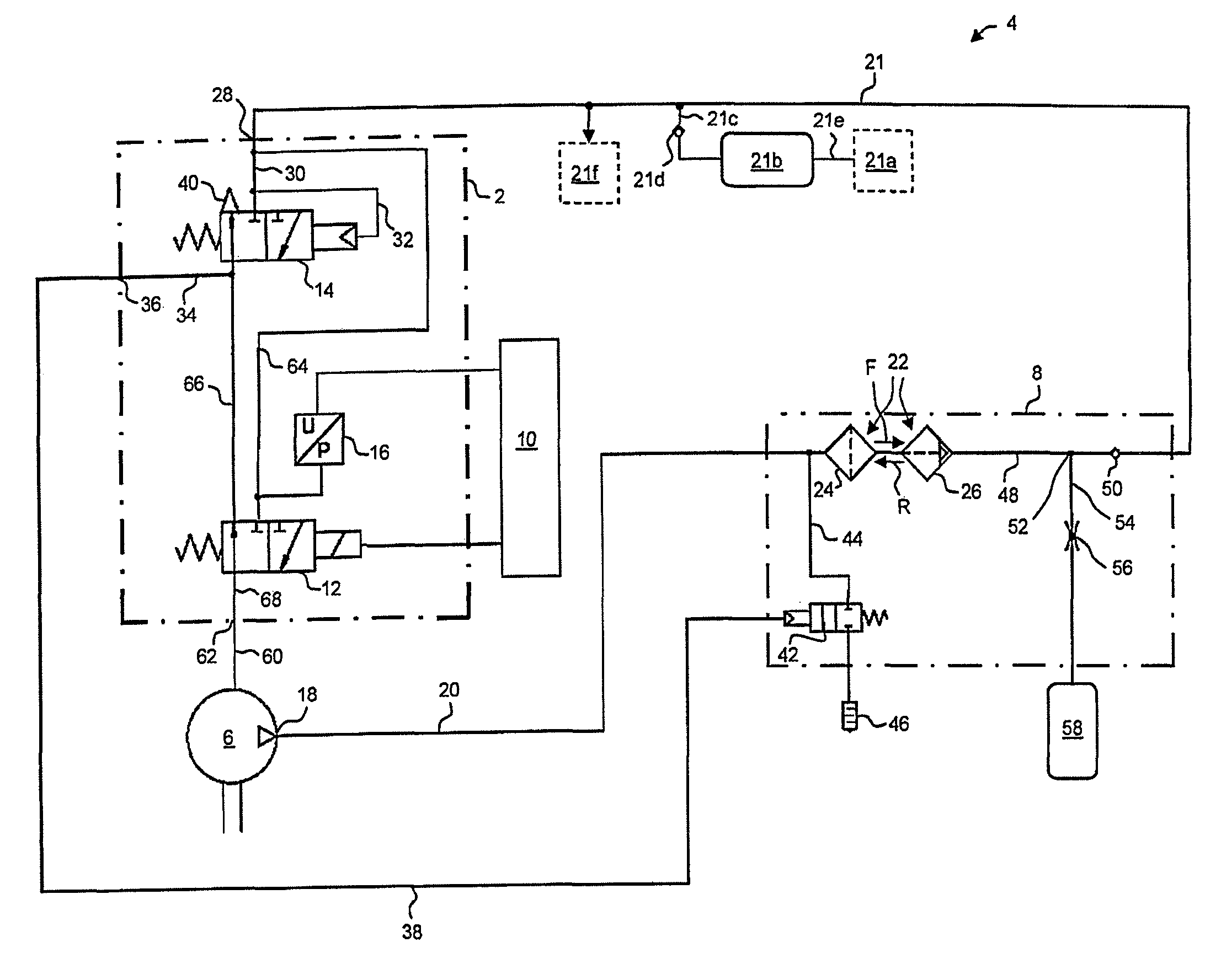 Device, method and system for compressed air control and compressed air supply