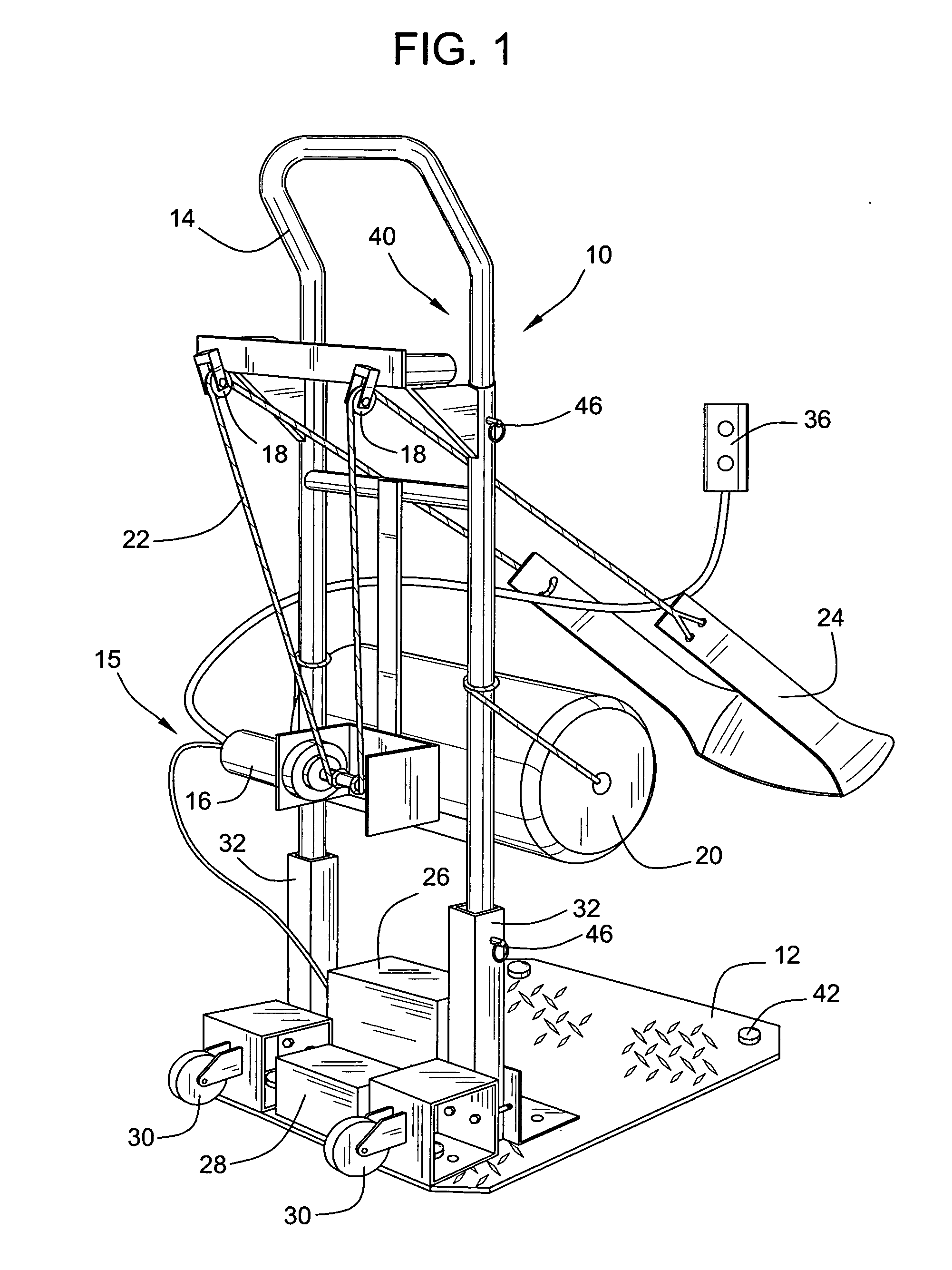 Standing frame with lift, support and transport of user