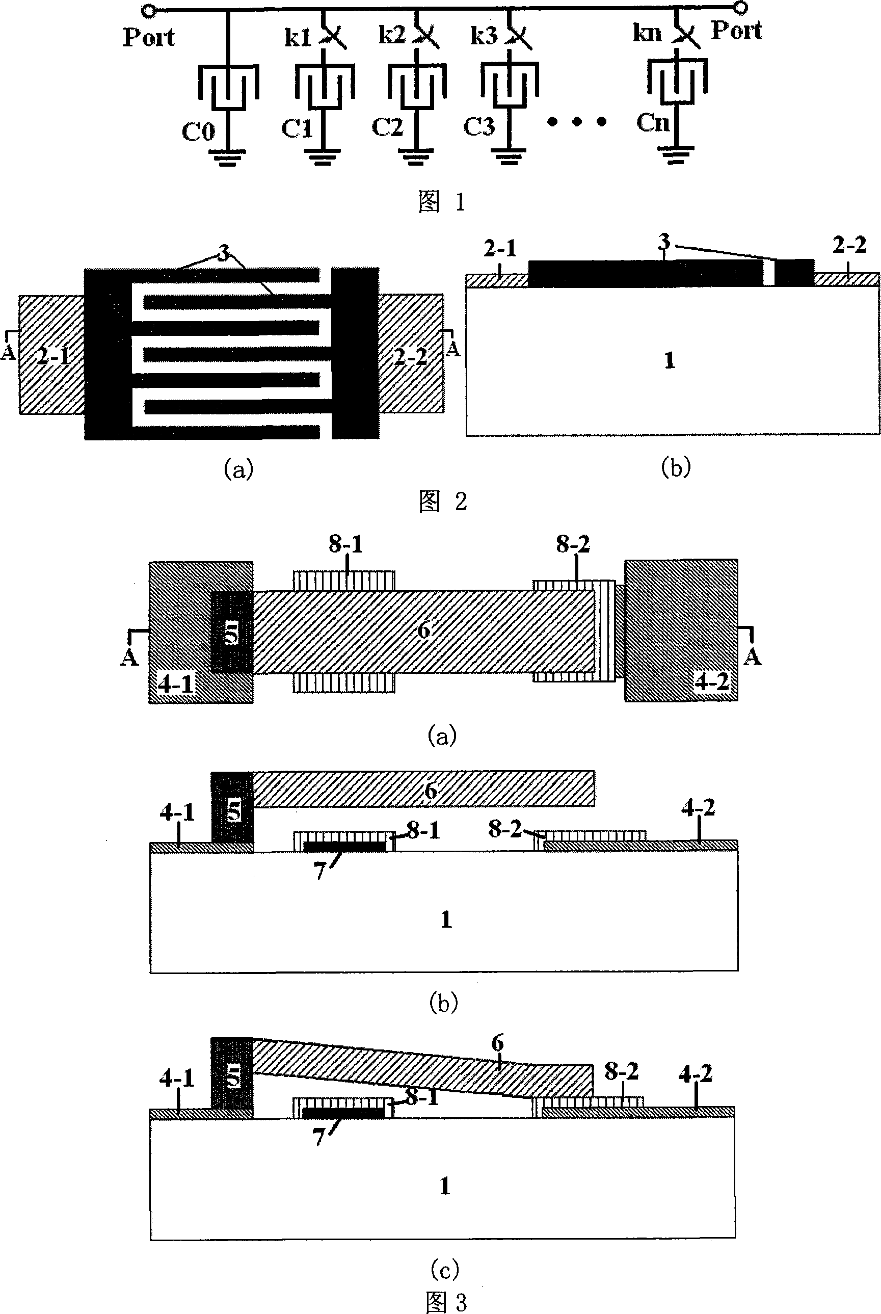 Variable intercrossed capacitance network based on micro mechanical capacitance serial switch and its making method