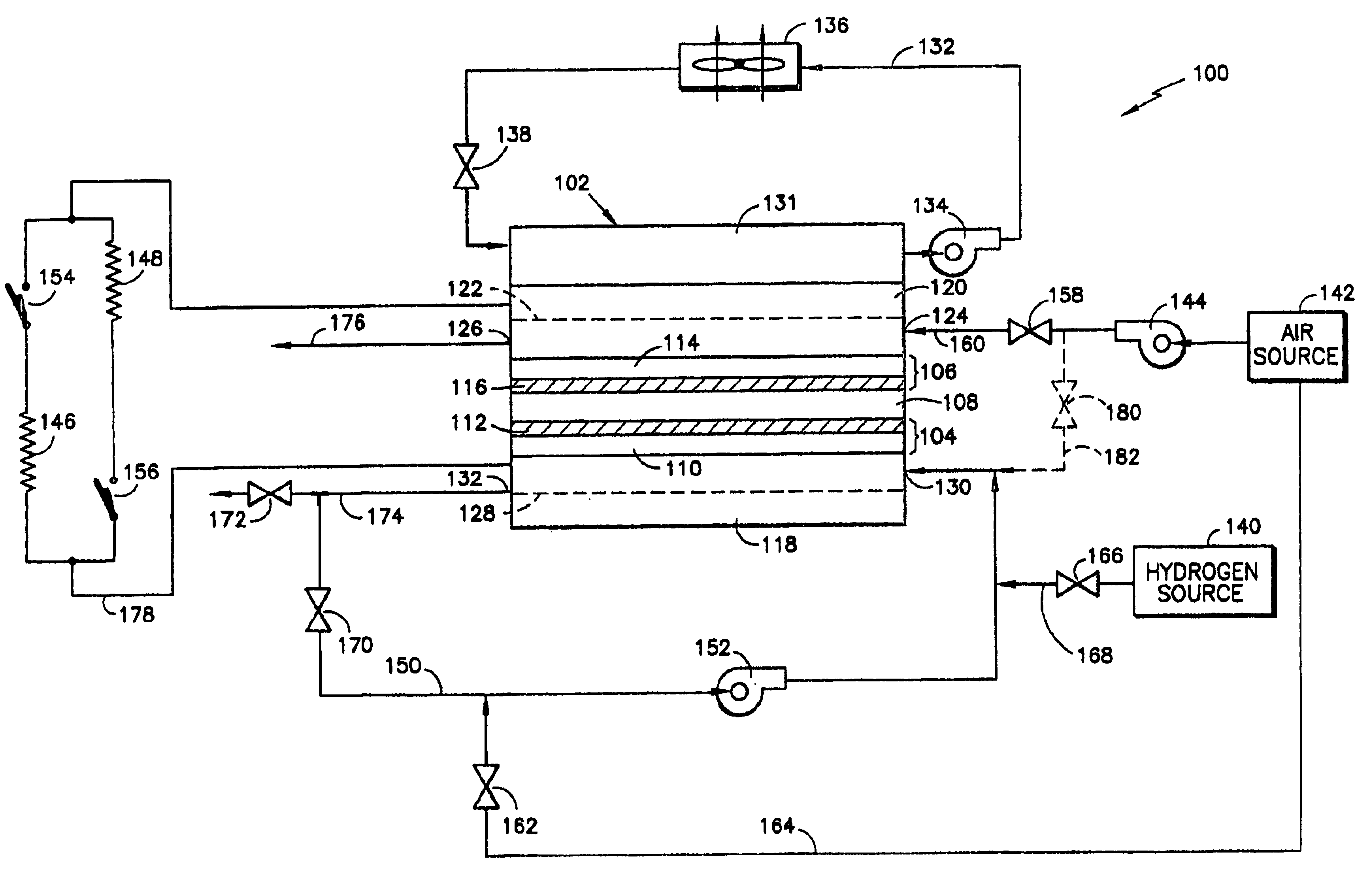 Procedure for shutting down a fuel cell system using air purge