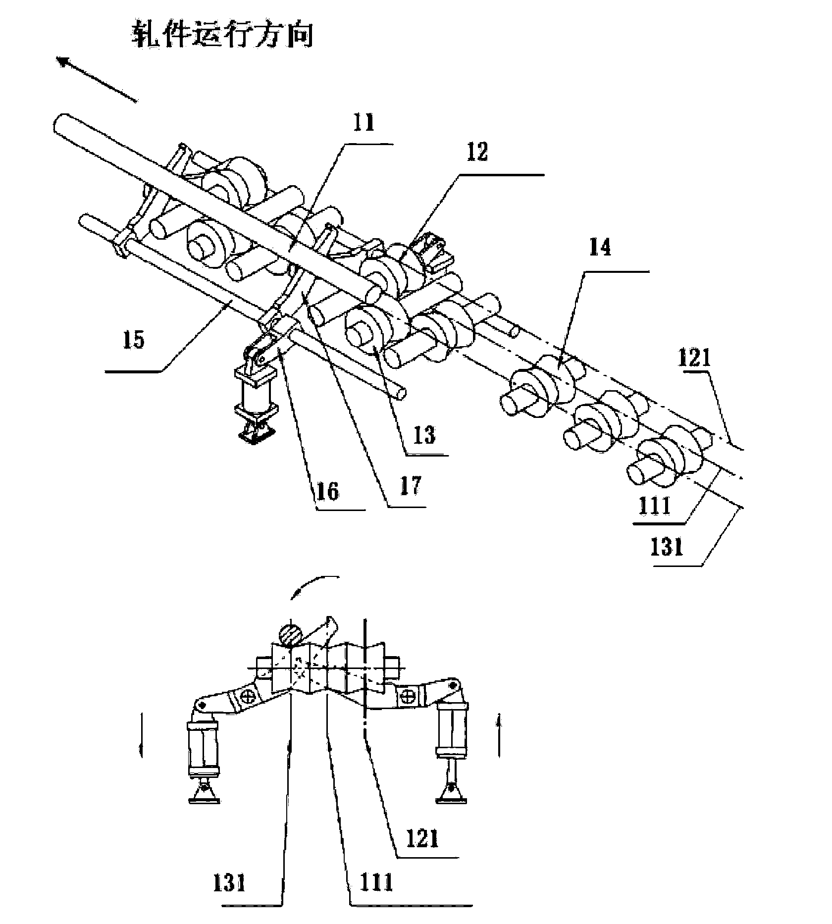 High-speed wire double production line swinging wire separation device