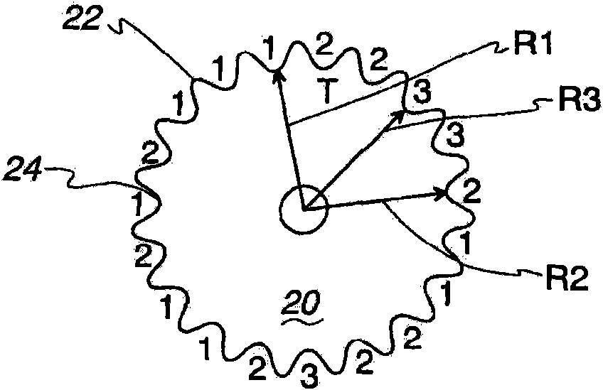 Resonance tension reducing sprocket with combined radial variation and sprocket wrap