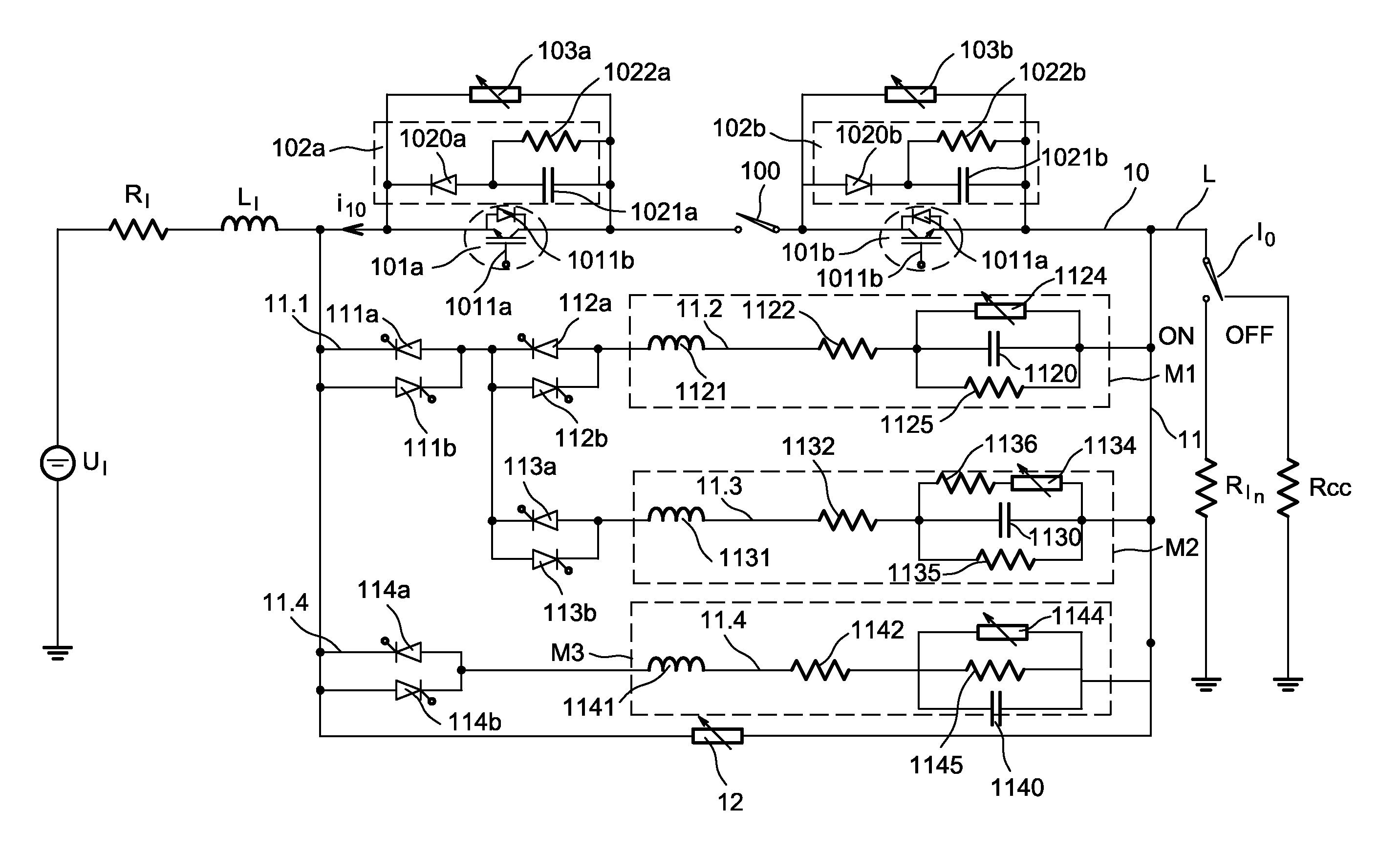 Mechatronic circuit breaker device and associated tripping method and use thereof in interrupting a high direct current