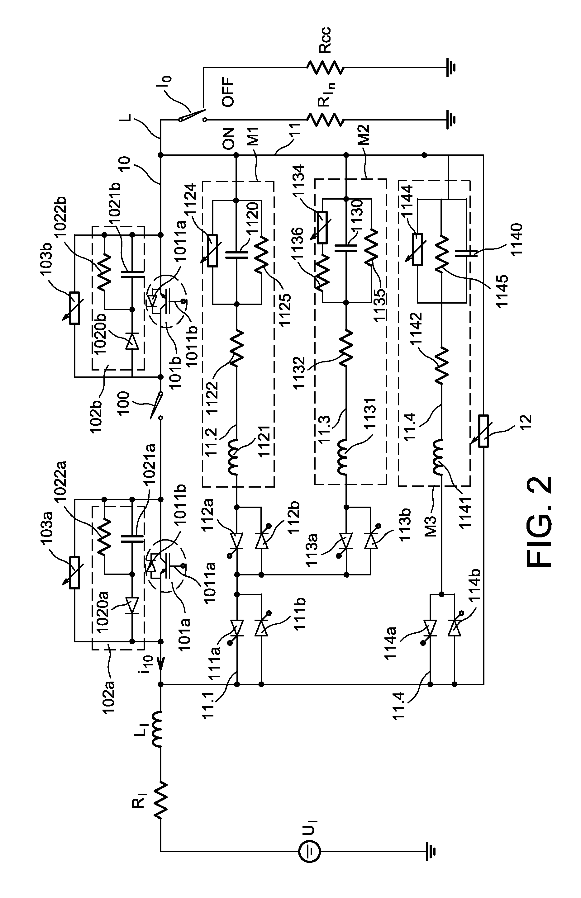 Mechatronic circuit breaker device and associated tripping method and use thereof in interrupting a high direct current