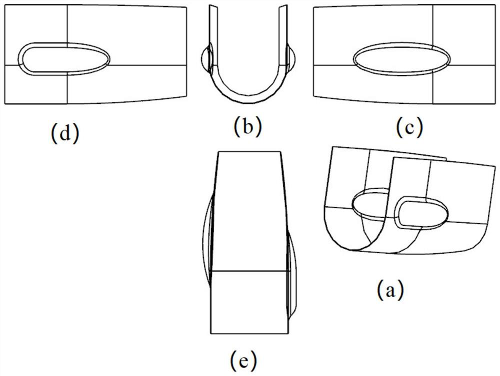 Double-lateral extension forming device and forming method for irregular curved surface part