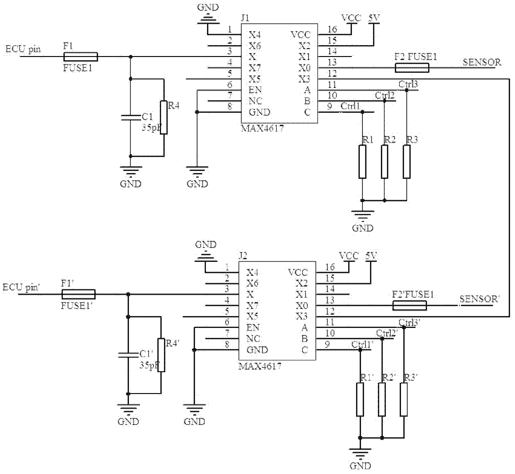 Electronic control unit (ECU) sensor signal fault injection device for engine hardware in-the-loop simulation (HILS) system