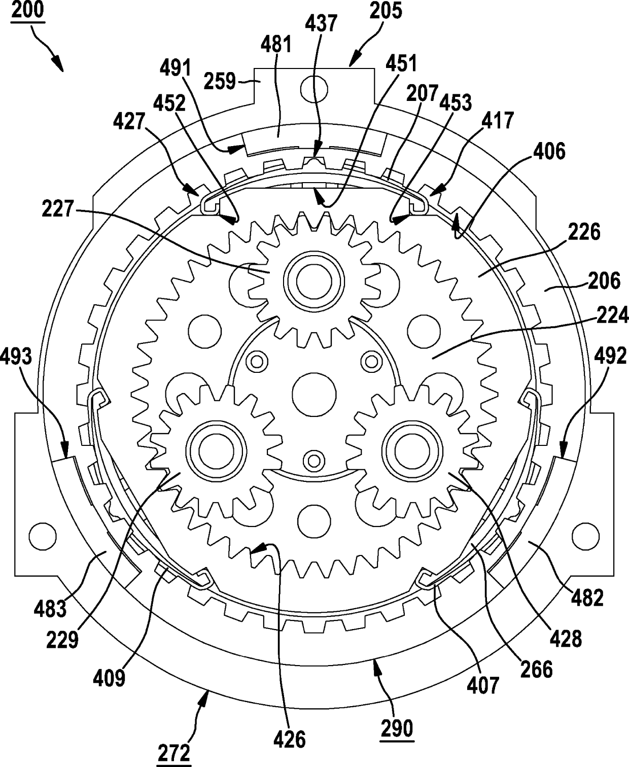 Hand-power tool with a reduction gear