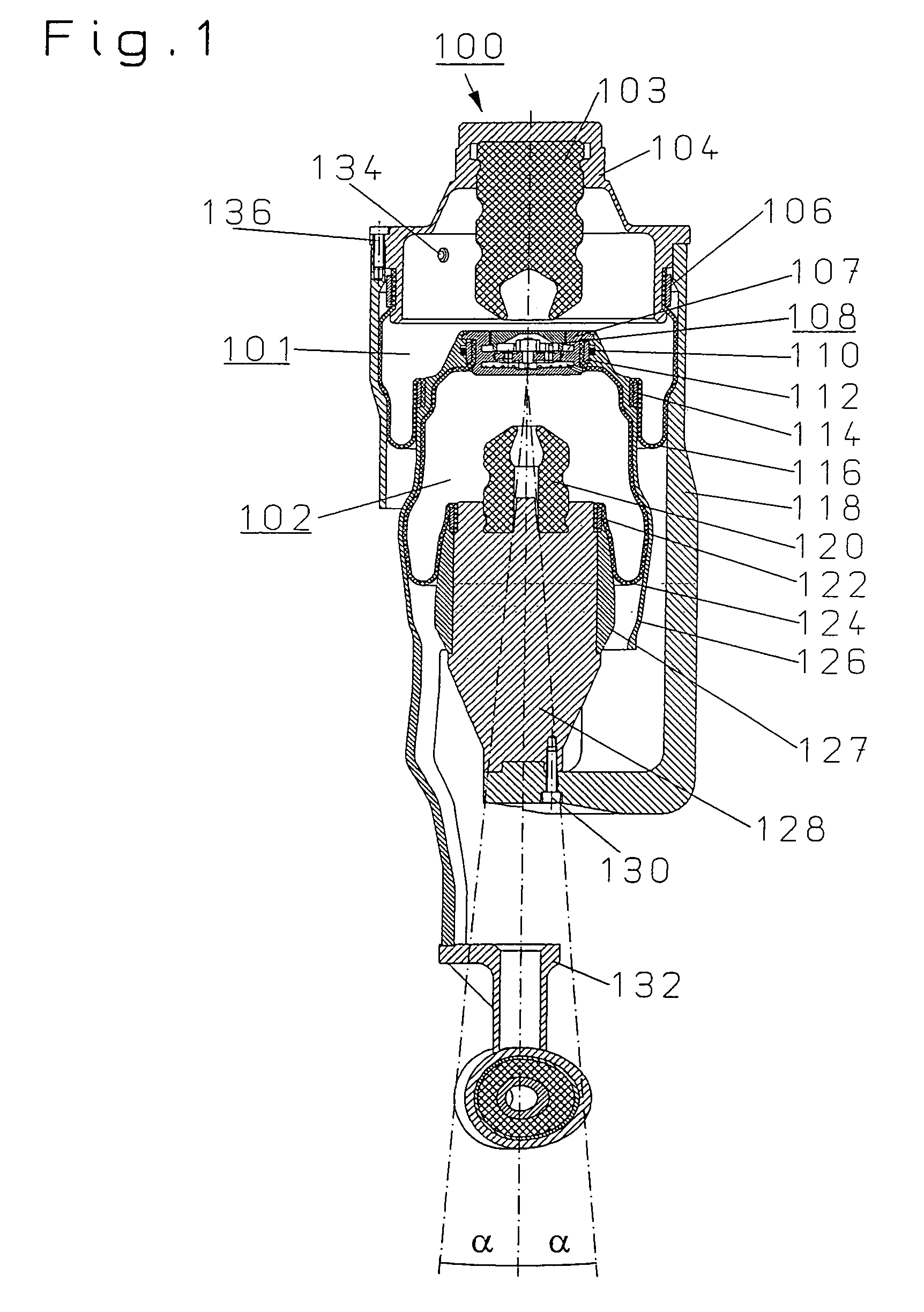 Pneumatic suspension and damping arrangement