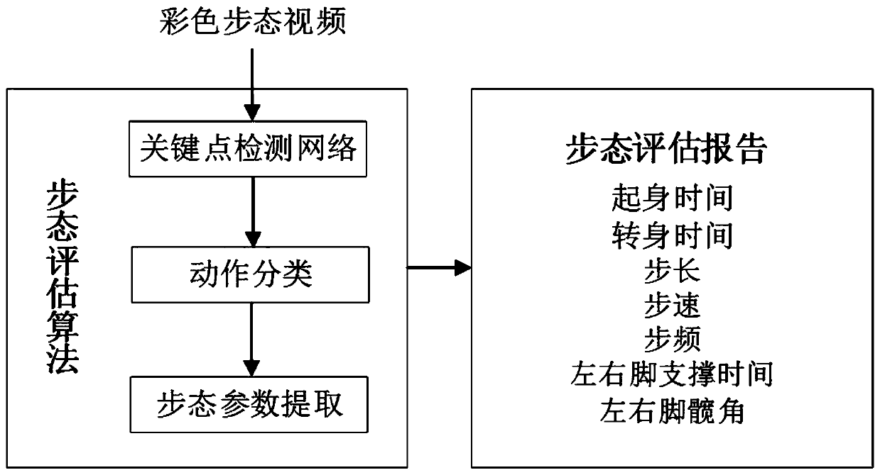 Gait recognition method and gait evaluation system based on human body key point detection algorithm