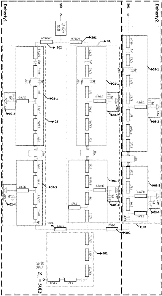 Novel digital double-input three-path Doherty power amplifier device