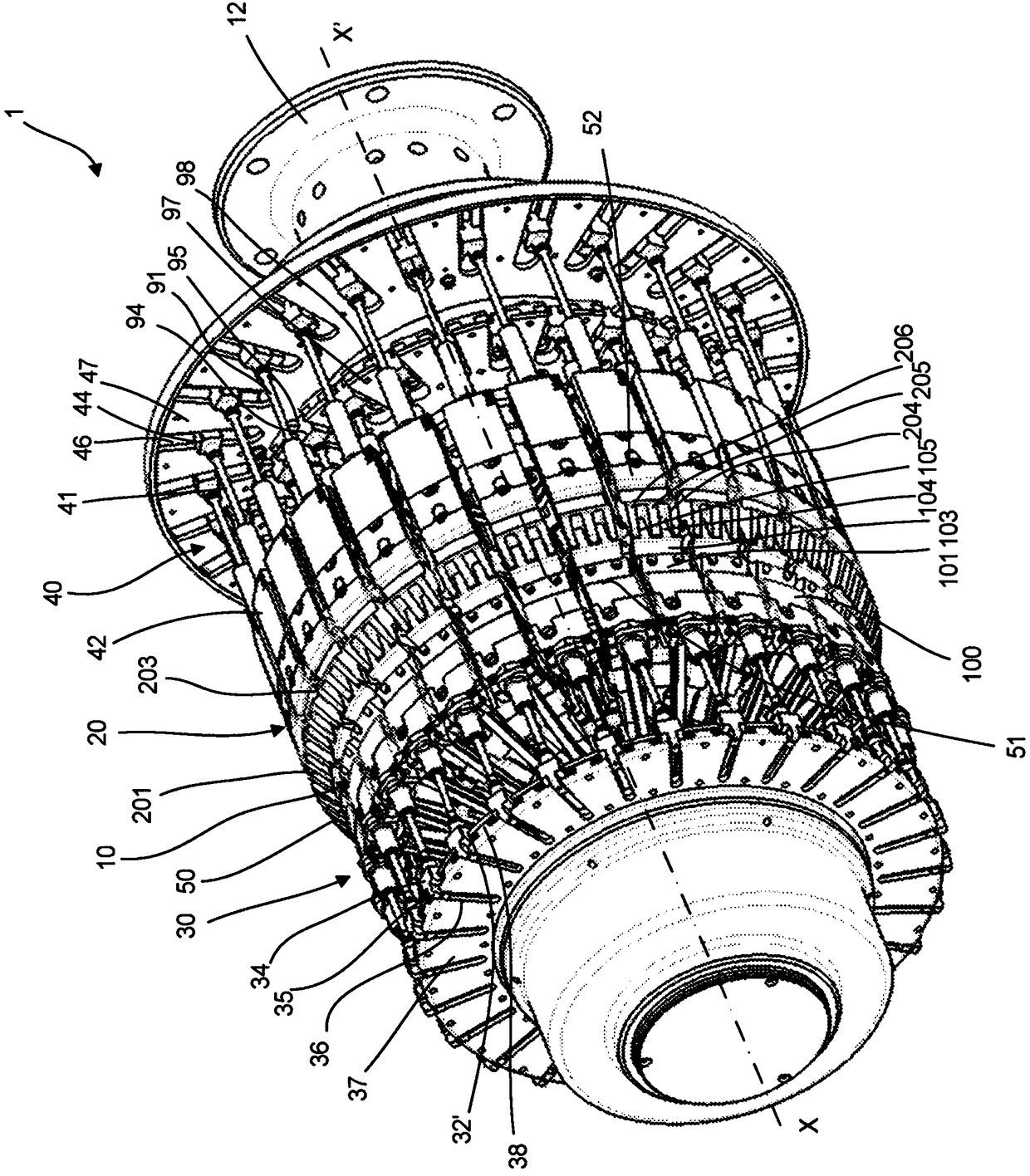 Drum and method for assembling a tyre adapter on a wheel rim