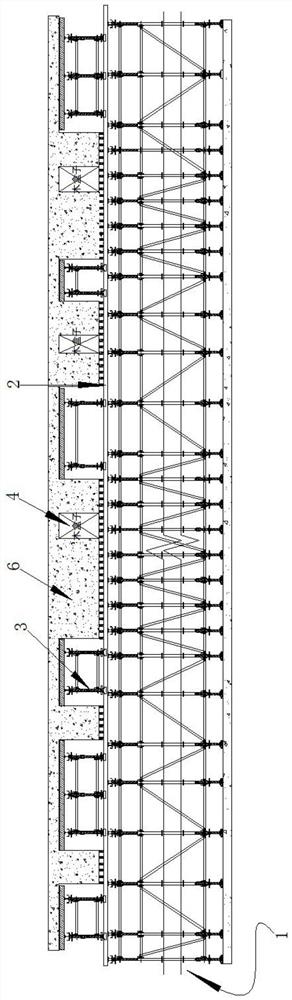 Overload small-clear-distance beam adjustable disc buckle formwork supporting frame and construction method thereof