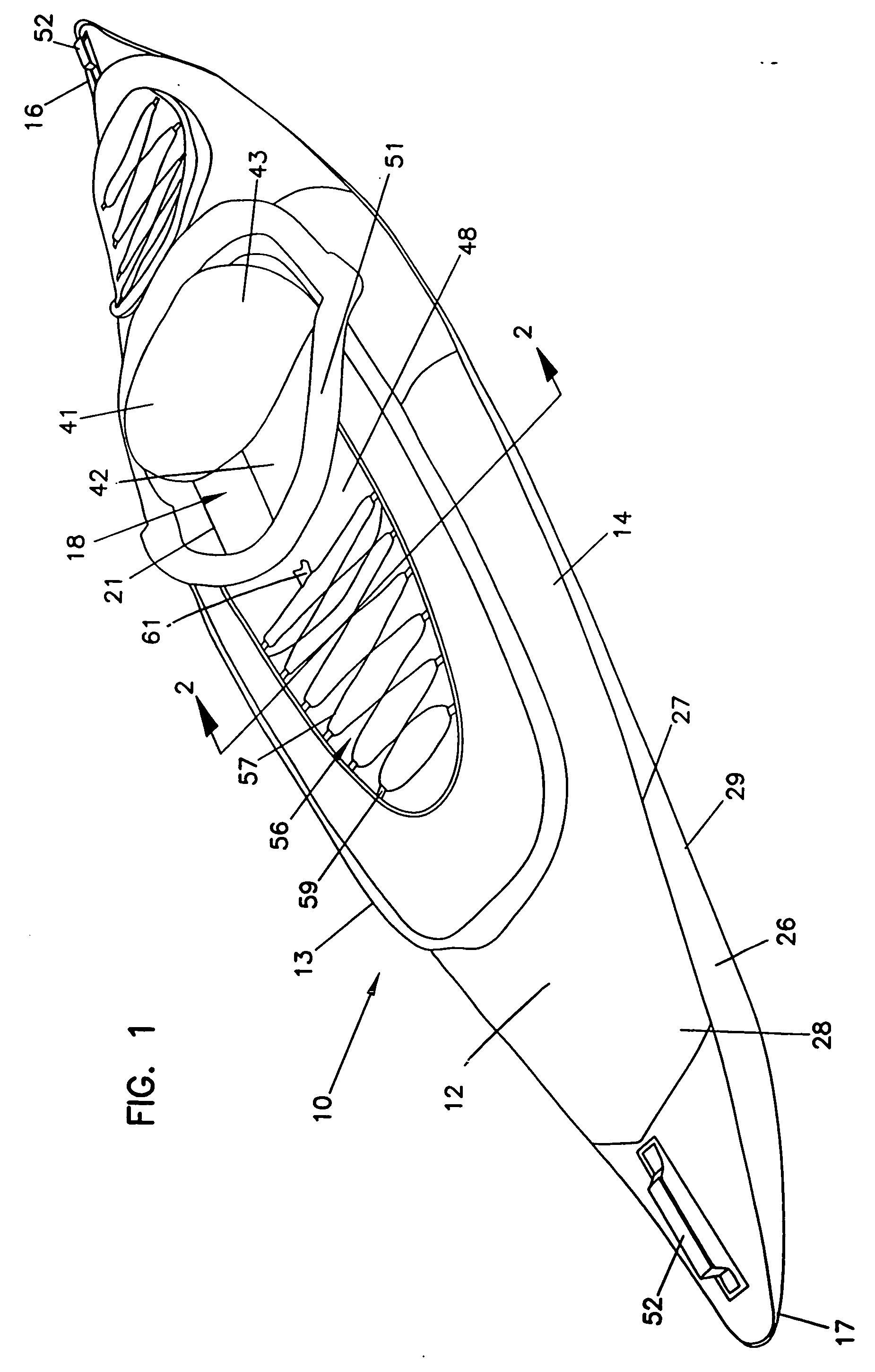 Inflatable keel floor chamber for inflatable kayaks