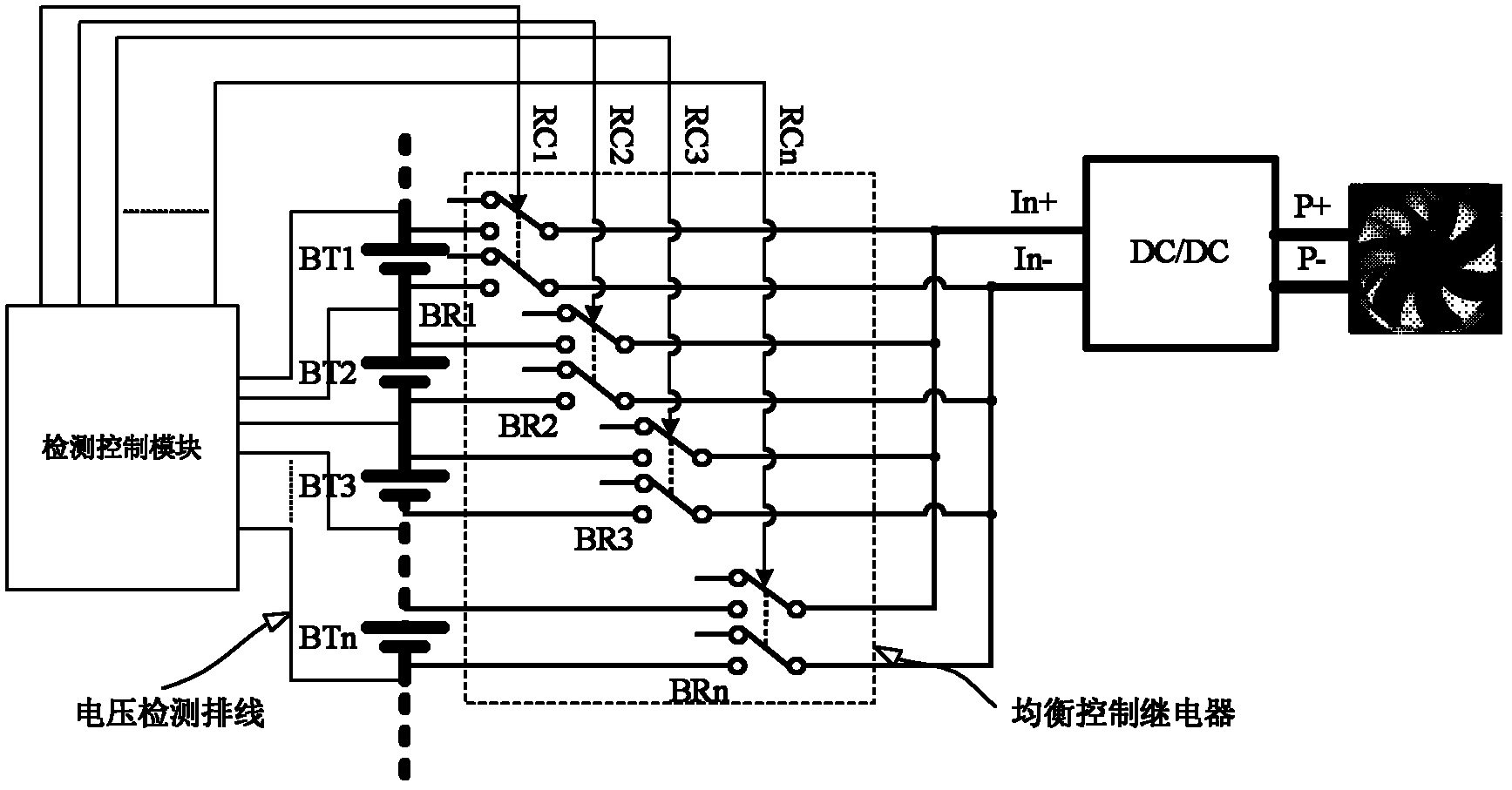 Battery pack equalizing device with radiating function