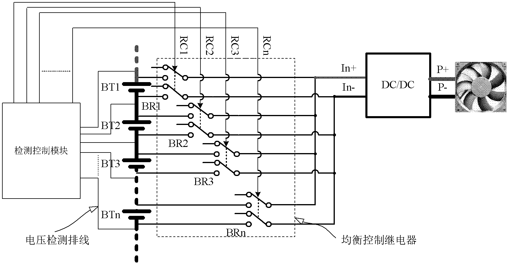 Battery pack equalizing device with radiating function