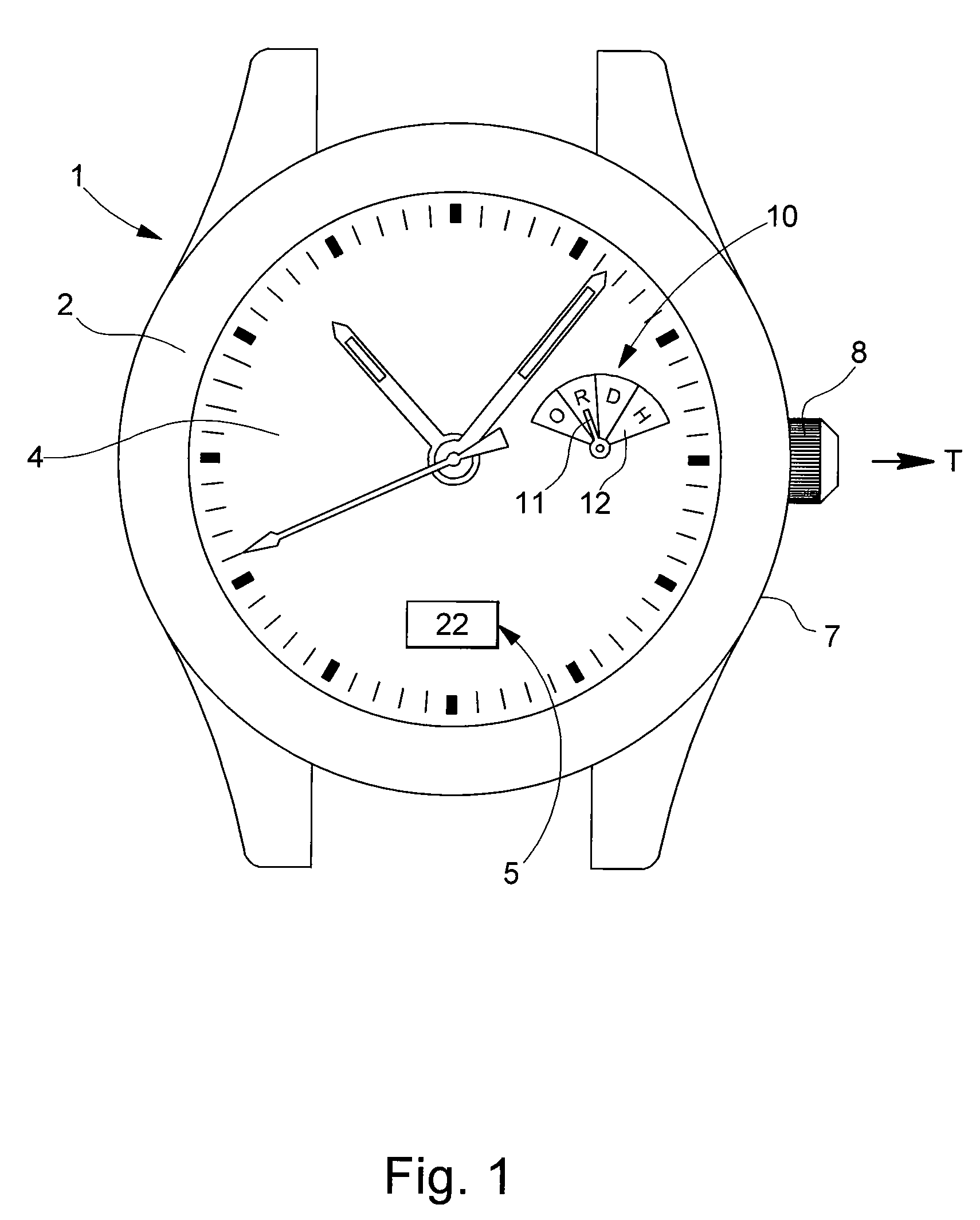 Watch with a function indicator