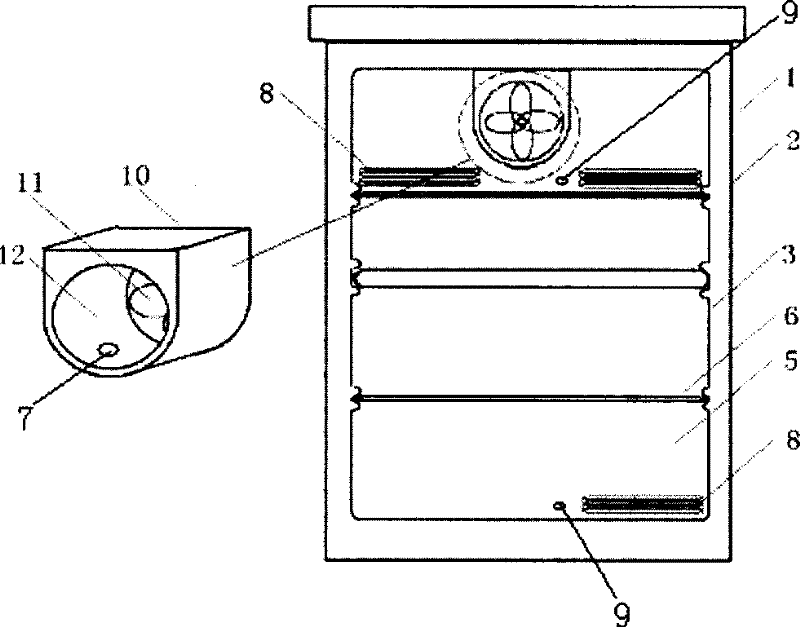 Icebox without temperature tunable clapboard, and having snapchill cabinet and air return port turnable to open /close positiones, and control method