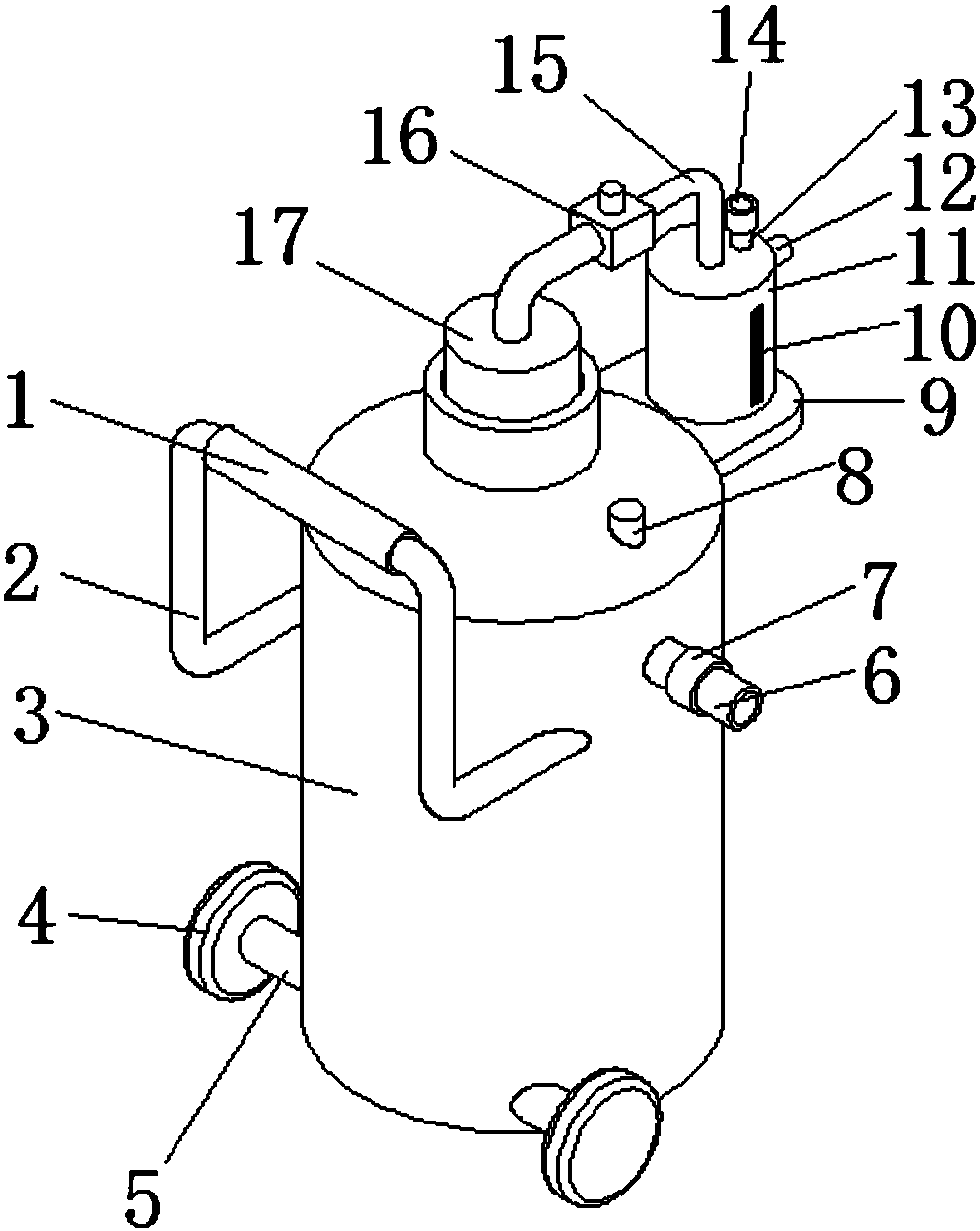 Oxygen humidification and storage tank used in pneumology department