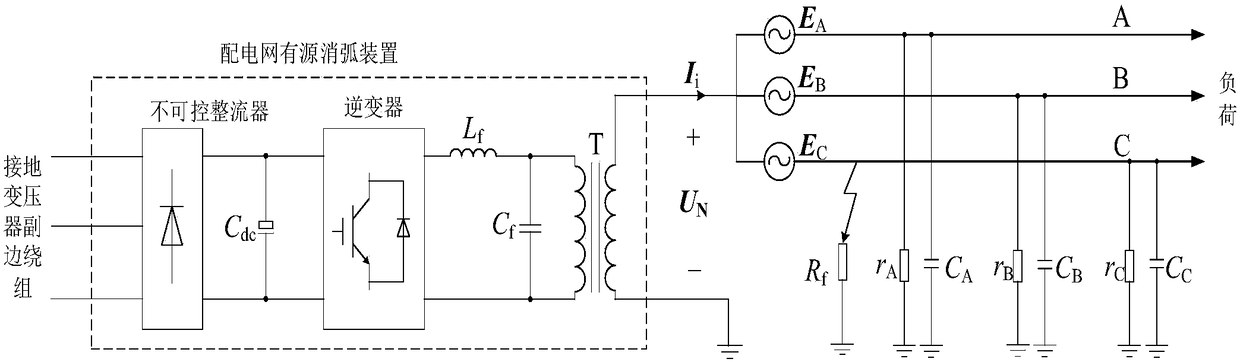 An active arc suppression device for distribution network