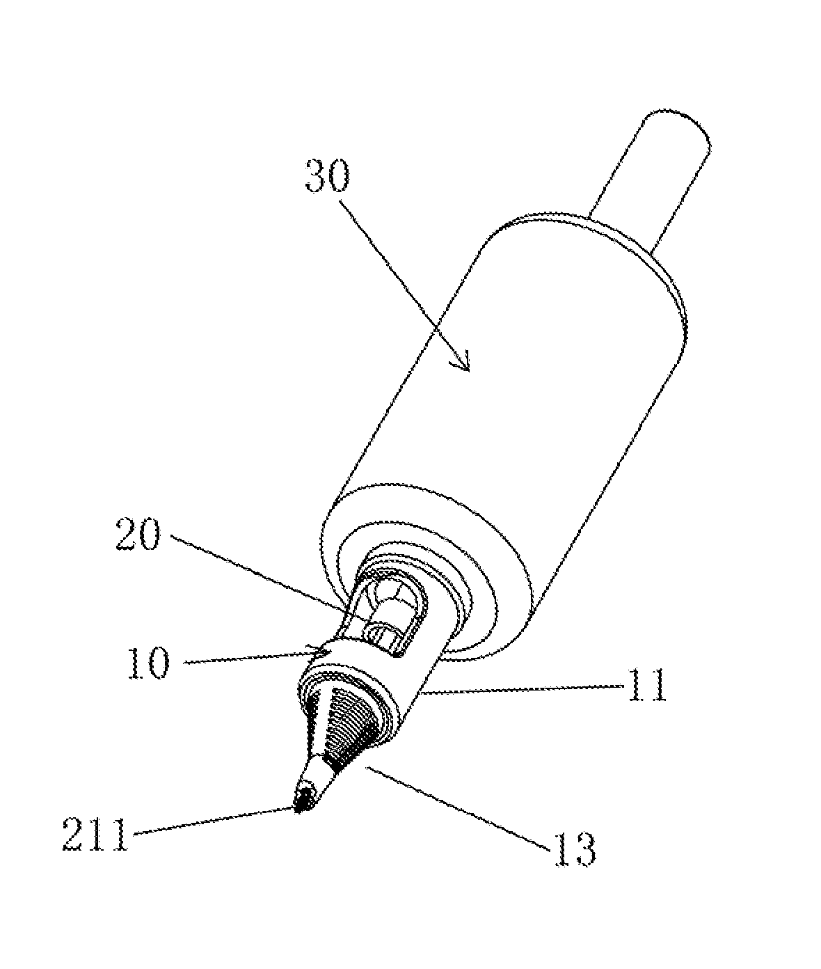 Tattoo Needle Tip Equipped with Capillary Ink Reservoir, Tattoo Tube Having Handle and Said Tattoo Needle Tip, and Assembly of Said Tattoo Needle Tip and Tattoo Needle