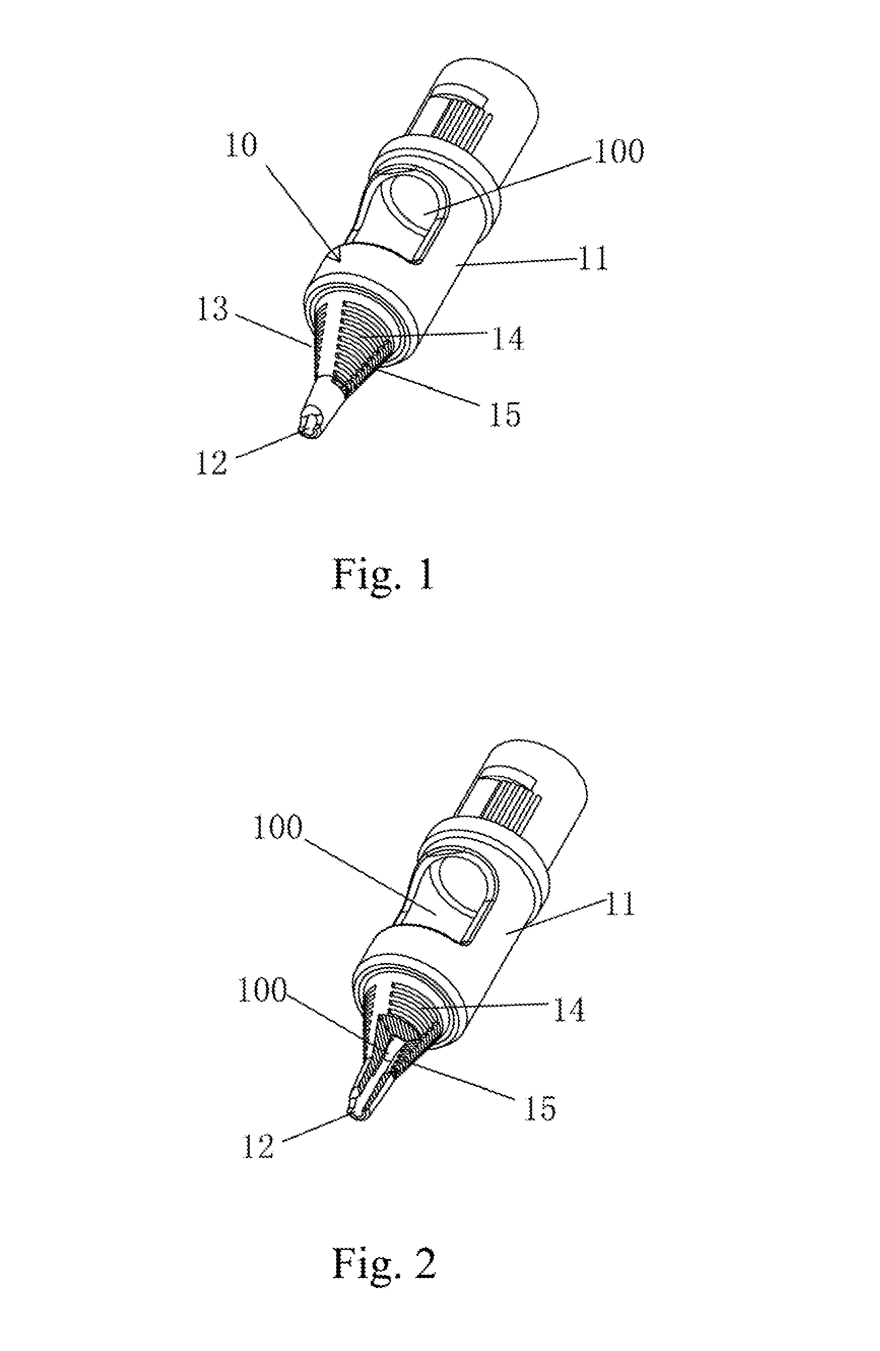 Tattoo Needle Tip Equipped with Capillary Ink Reservoir, Tattoo Tube Having Handle and Said Tattoo Needle Tip, and Assembly of Said Tattoo Needle Tip and Tattoo Needle