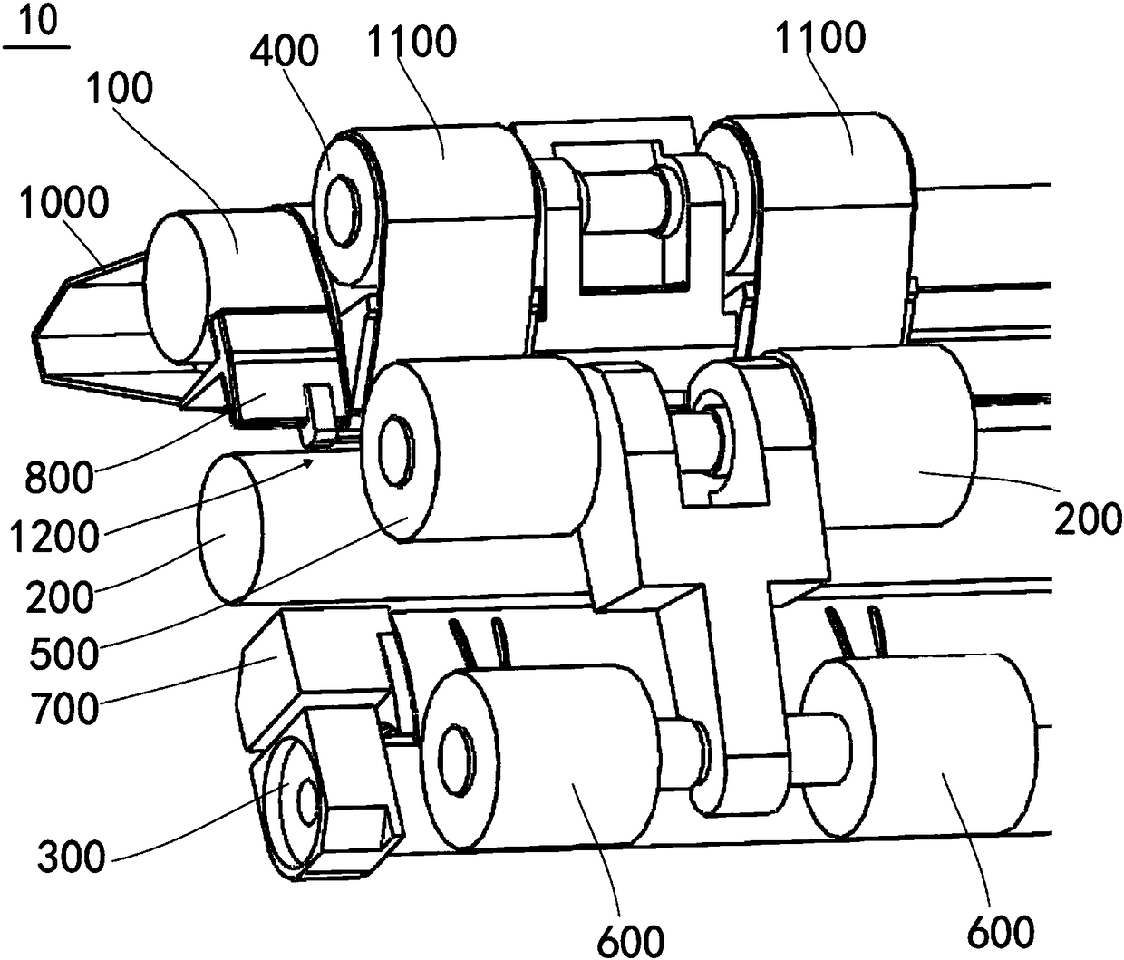 Compact siro-spinning micro-gathering splitting device and siro-spinning gathering mechanism