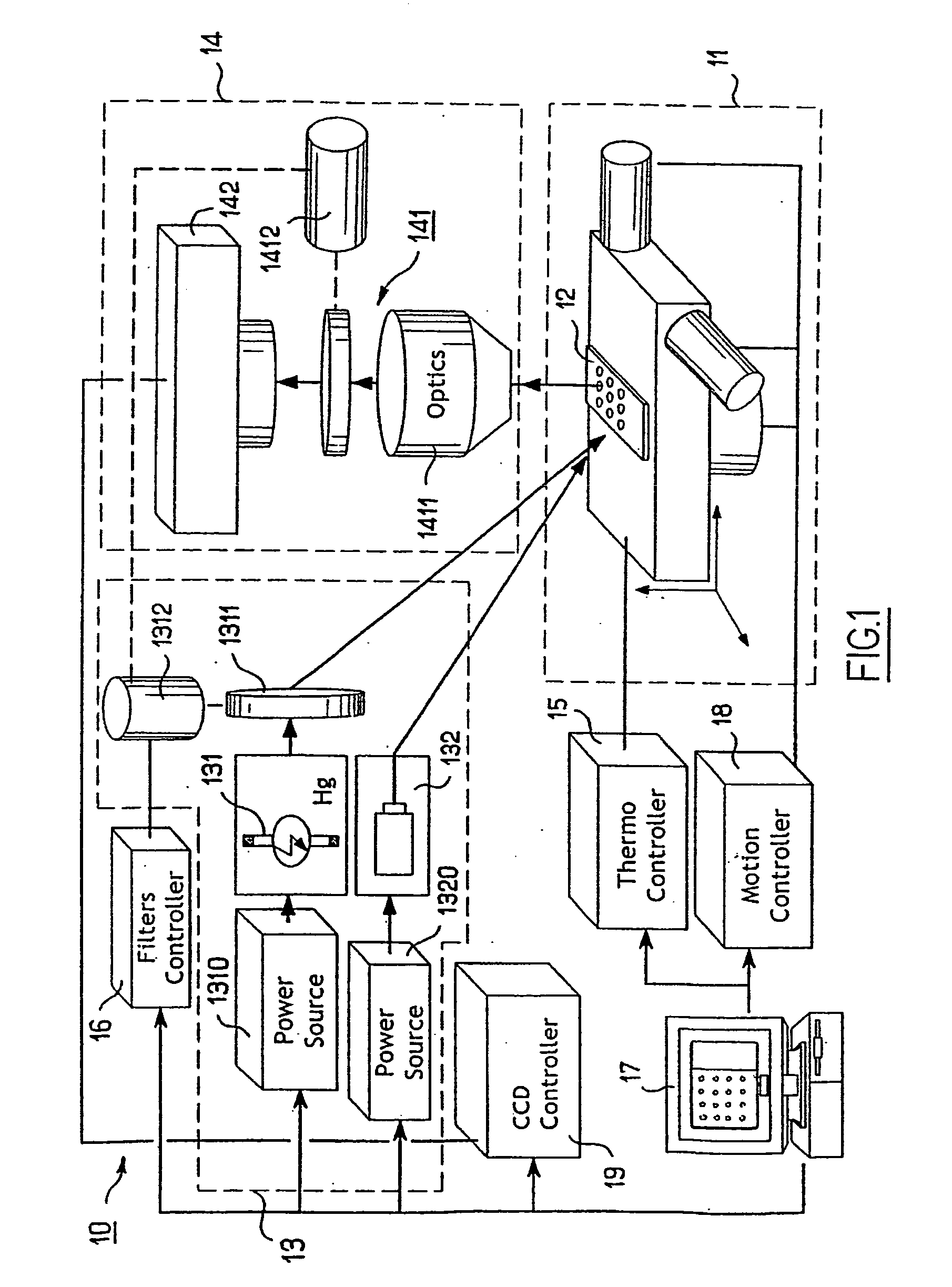 Chip reader for biochips and associated methods