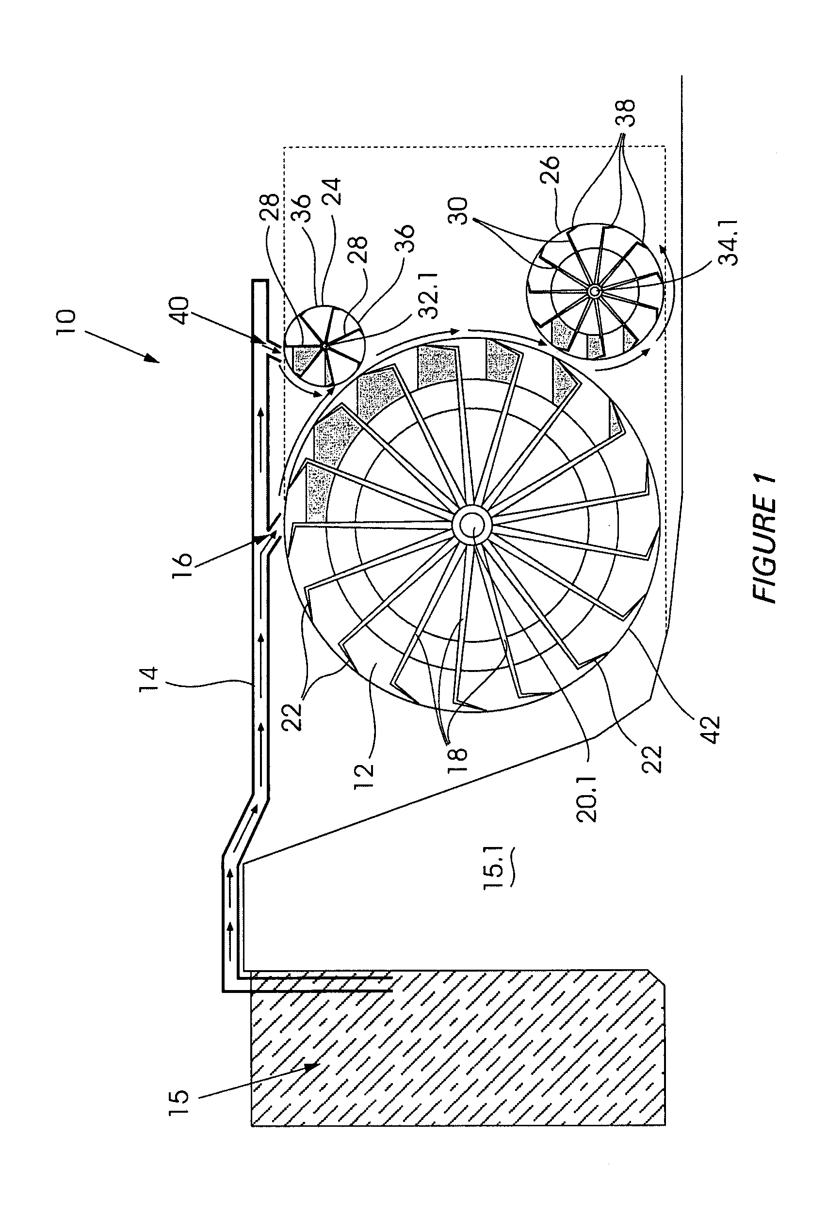 Energy generating system using a plurality of waterwheels