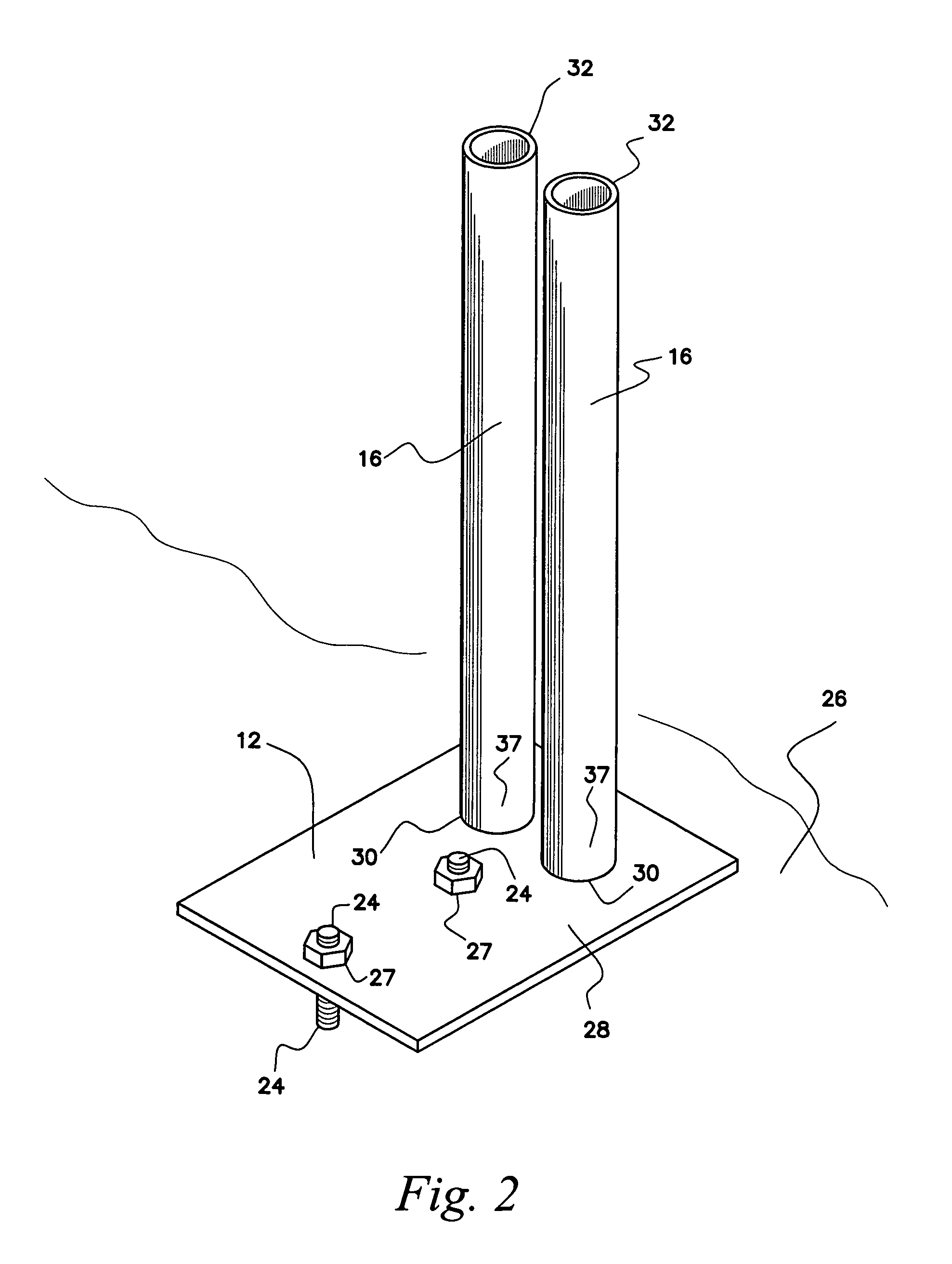 Metal safety rail for open floors of a building under construction