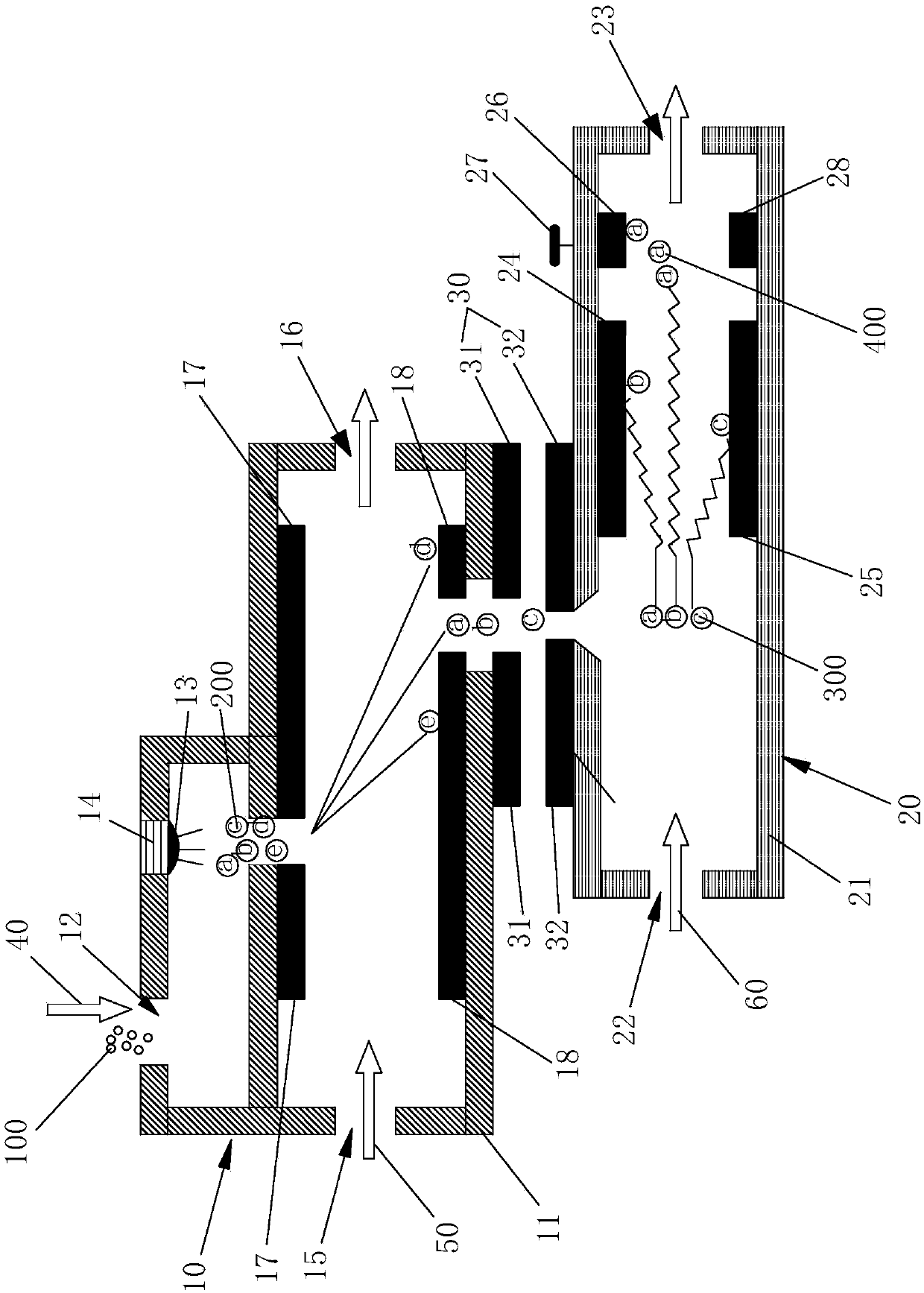 Differential ion mobility spectrometry and high field asymmetric waveform ion mobility spectrometry combination device