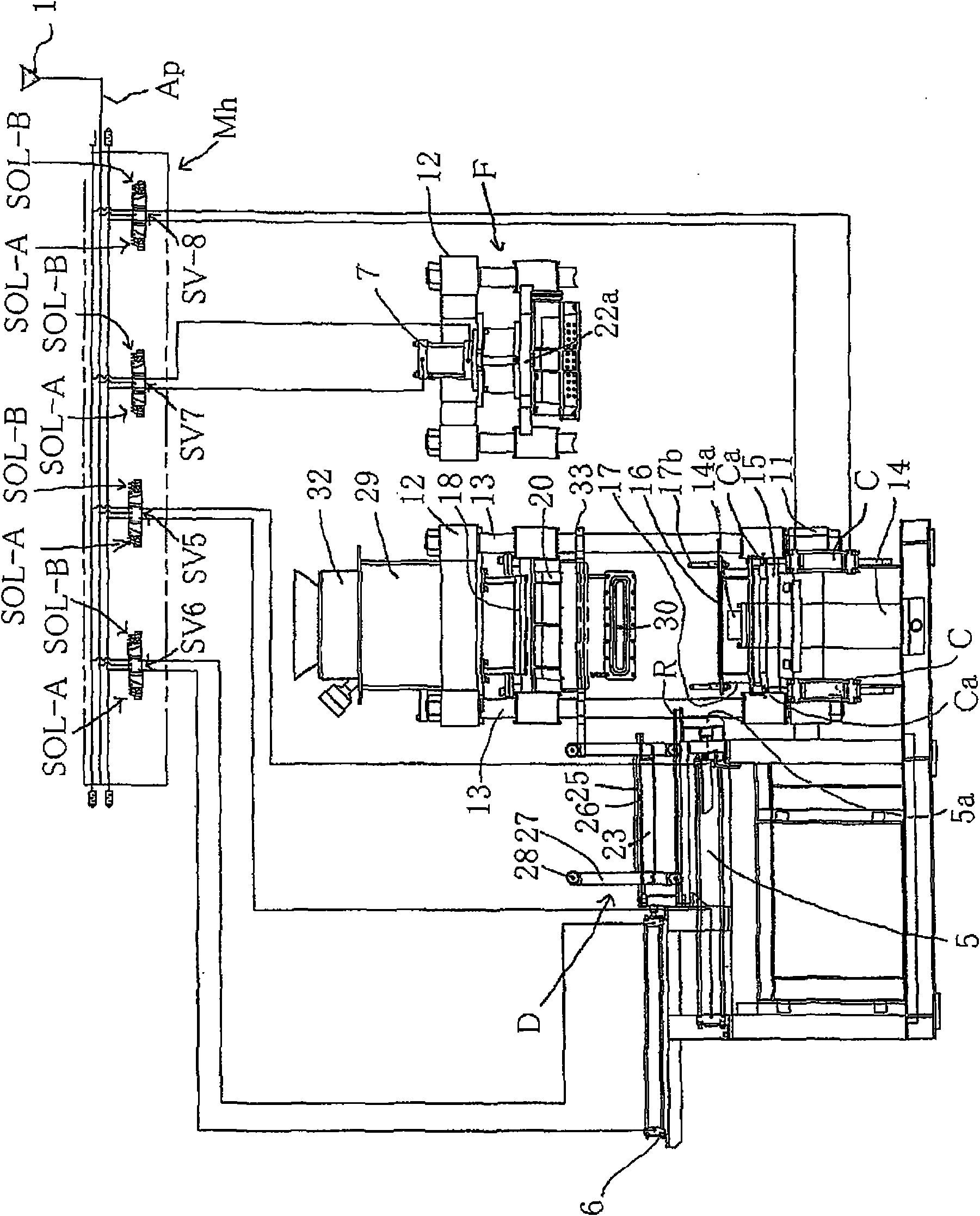 Driving mechanism and slip flask mold molding device in mold molding equipment