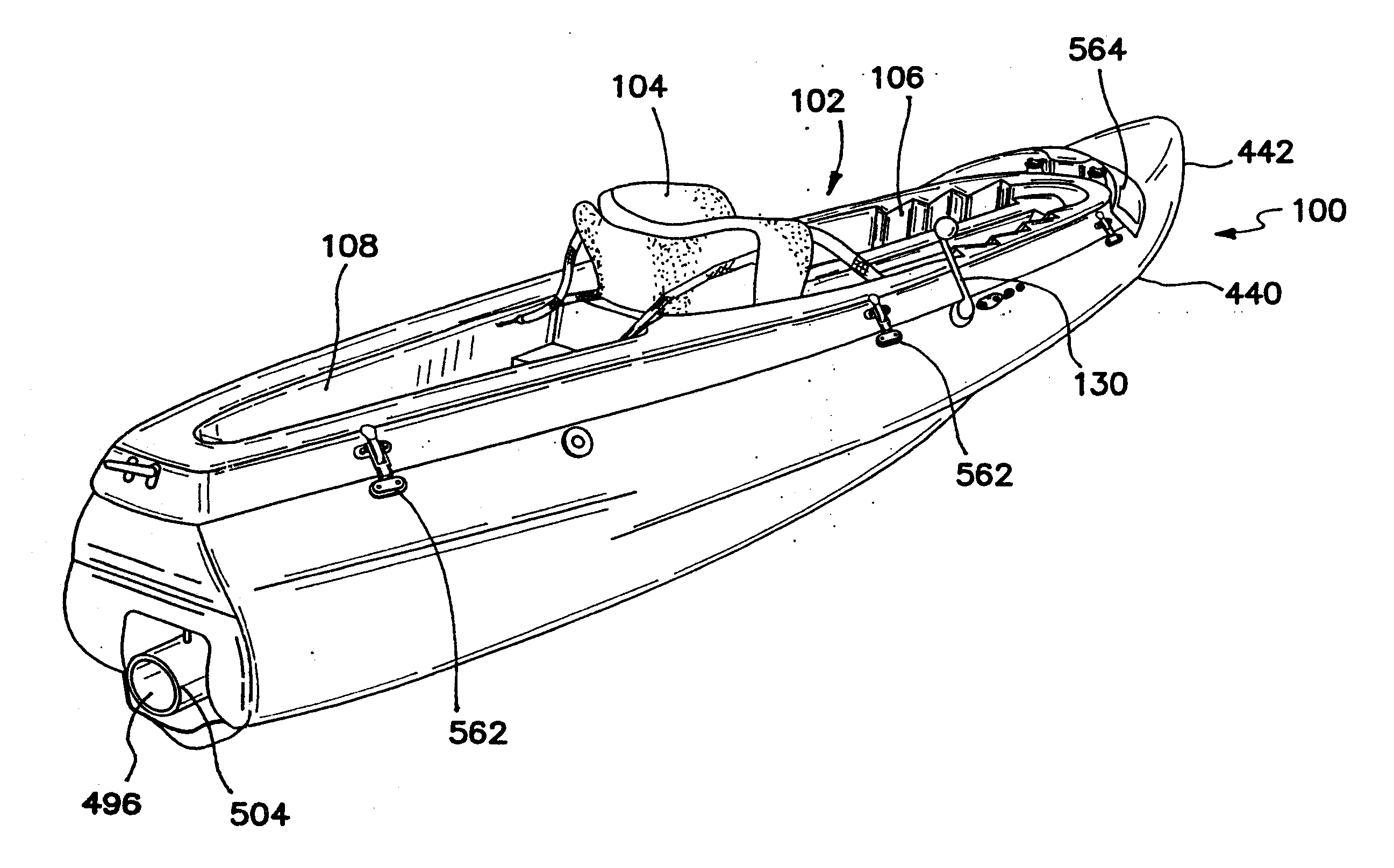 Powered kayak-like boat