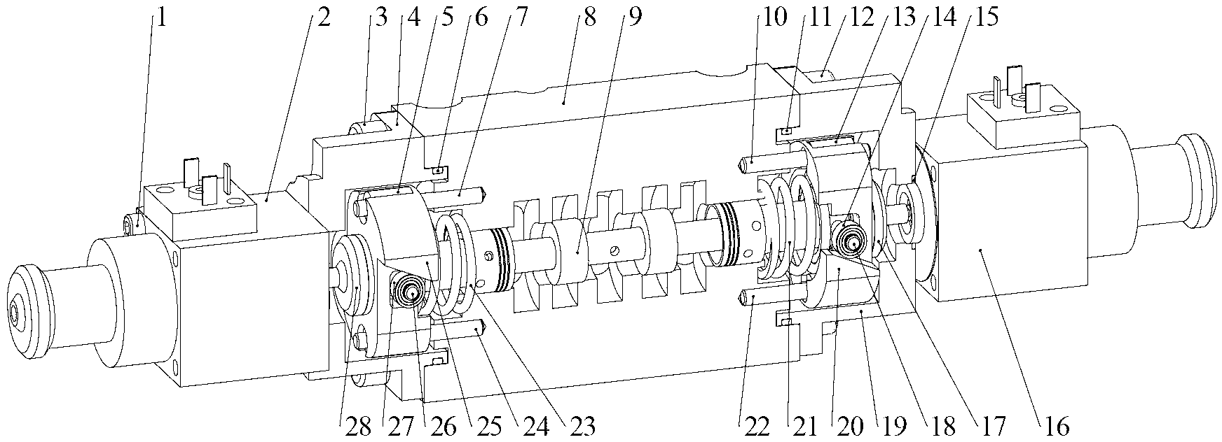 Prestretching-pretwisting type full-bridge 2D electro-hydraulic proportional directional valve