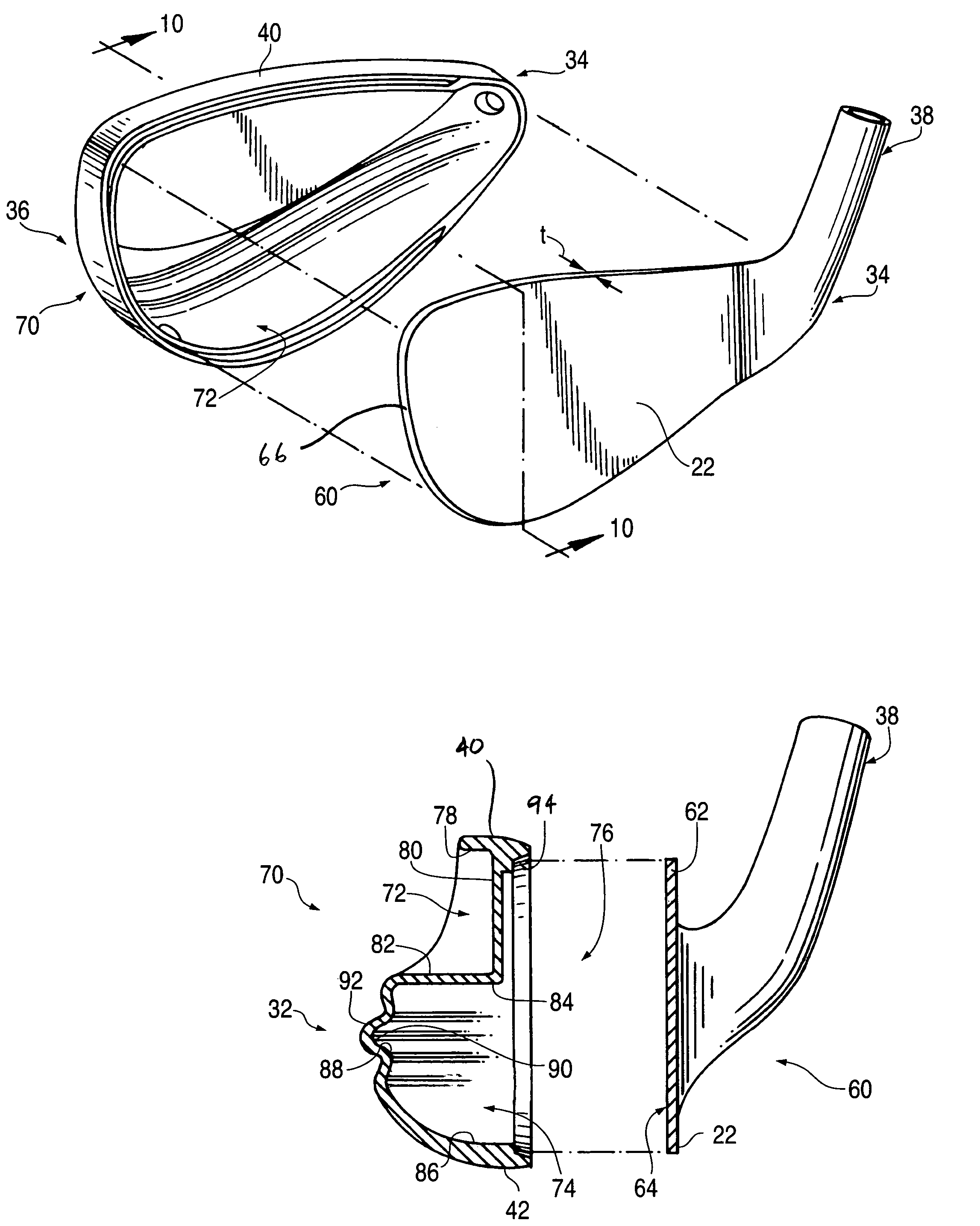 Hollow and metal iron golf club heads