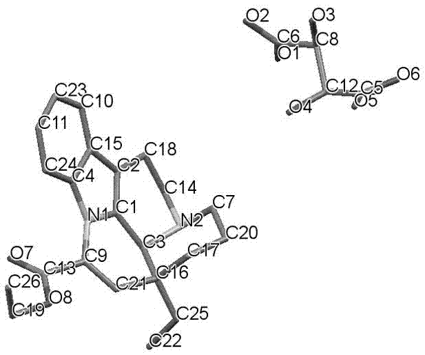 Crystal form and preparation method of a salt formed by vinpocetine and d-tartaric acid