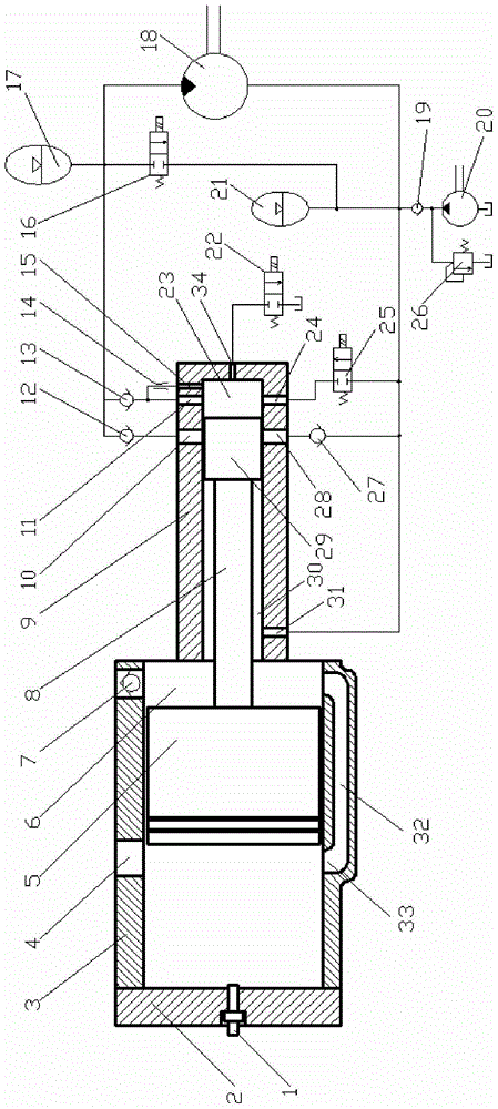 A hydraulic free piston engine