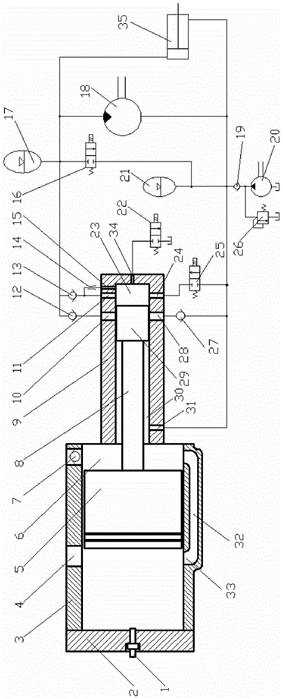 A hydraulic free piston engine