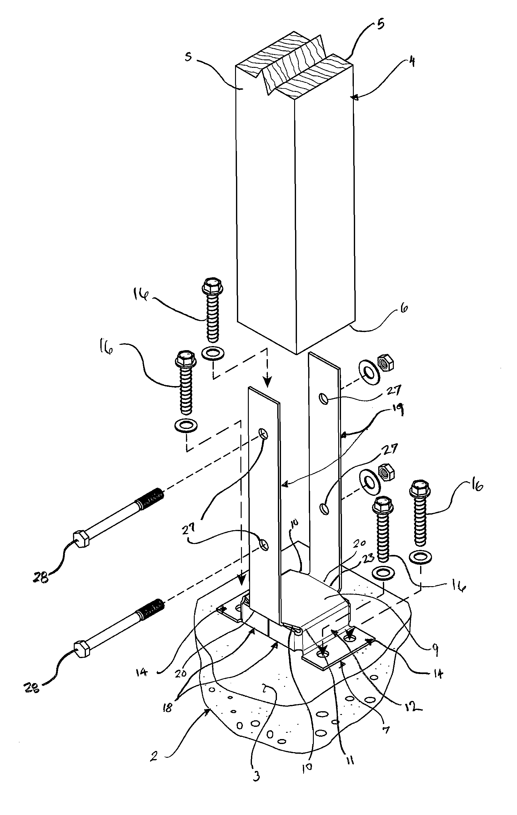 Single-piece standoff post base for retrofit