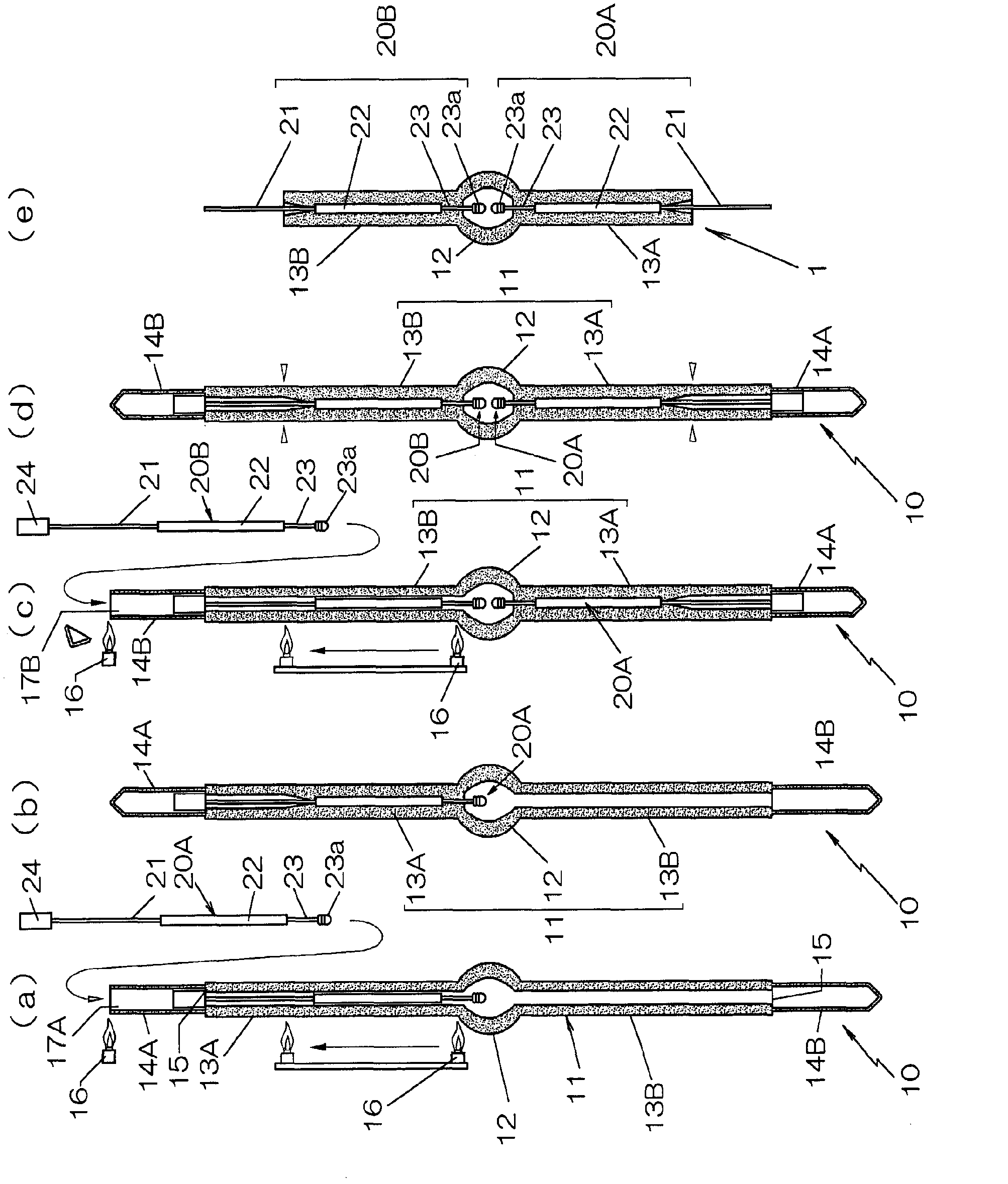 Method of manufacturing lamp and quartz bulb