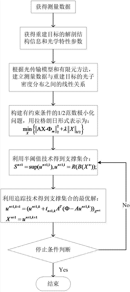 Method for reconstructing fluorescence molecular tomography based on semi-threshold tracking algorithm