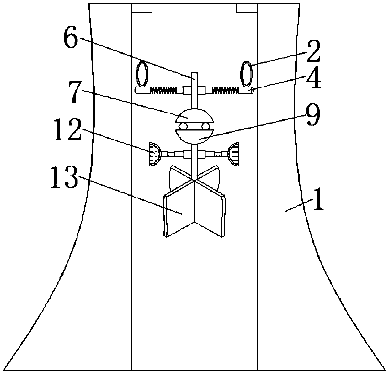 Device for preventing dust agglomeration in chimney based on airflow transformation